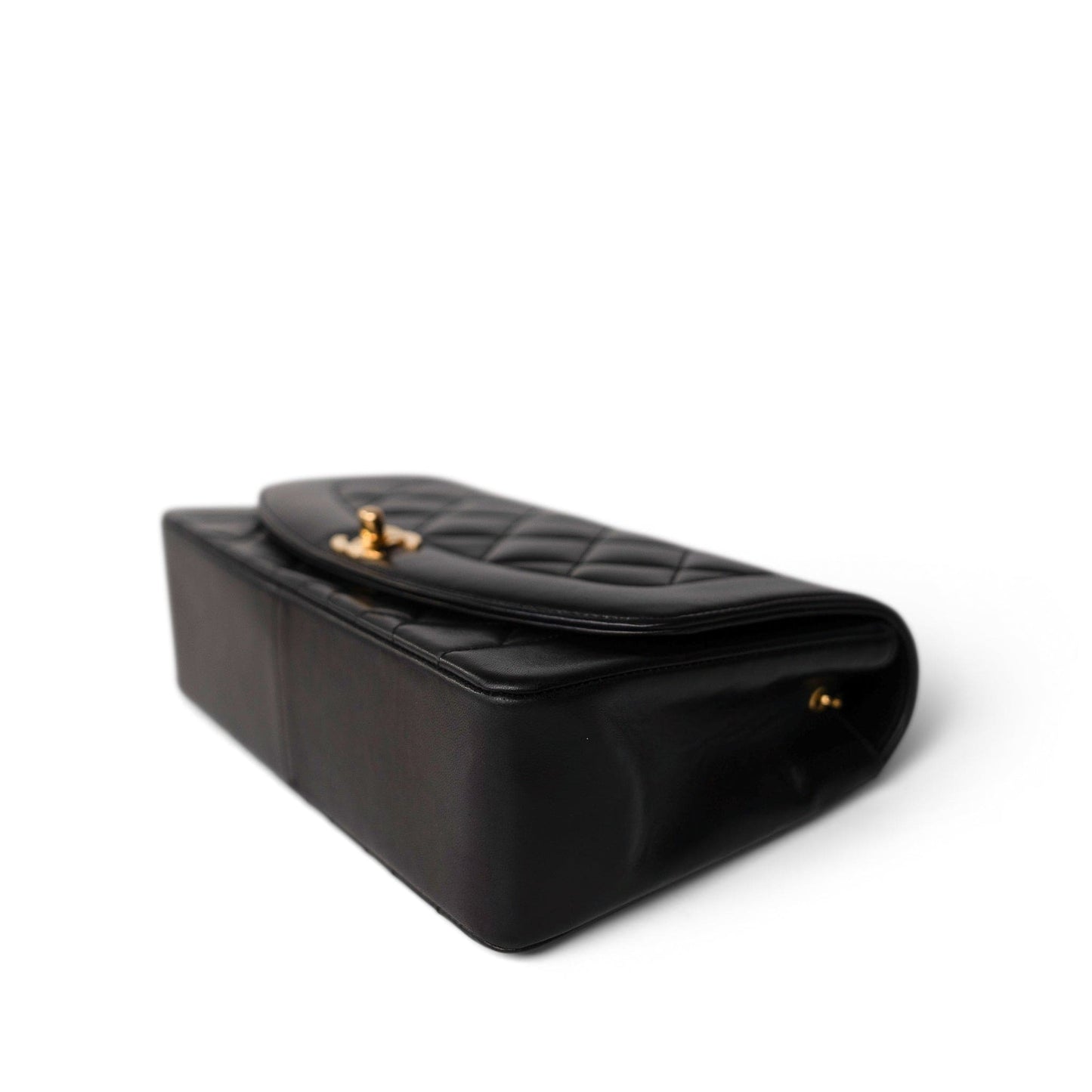 Diana Flap Black Lambskin Quilted Medium Gold Hardware