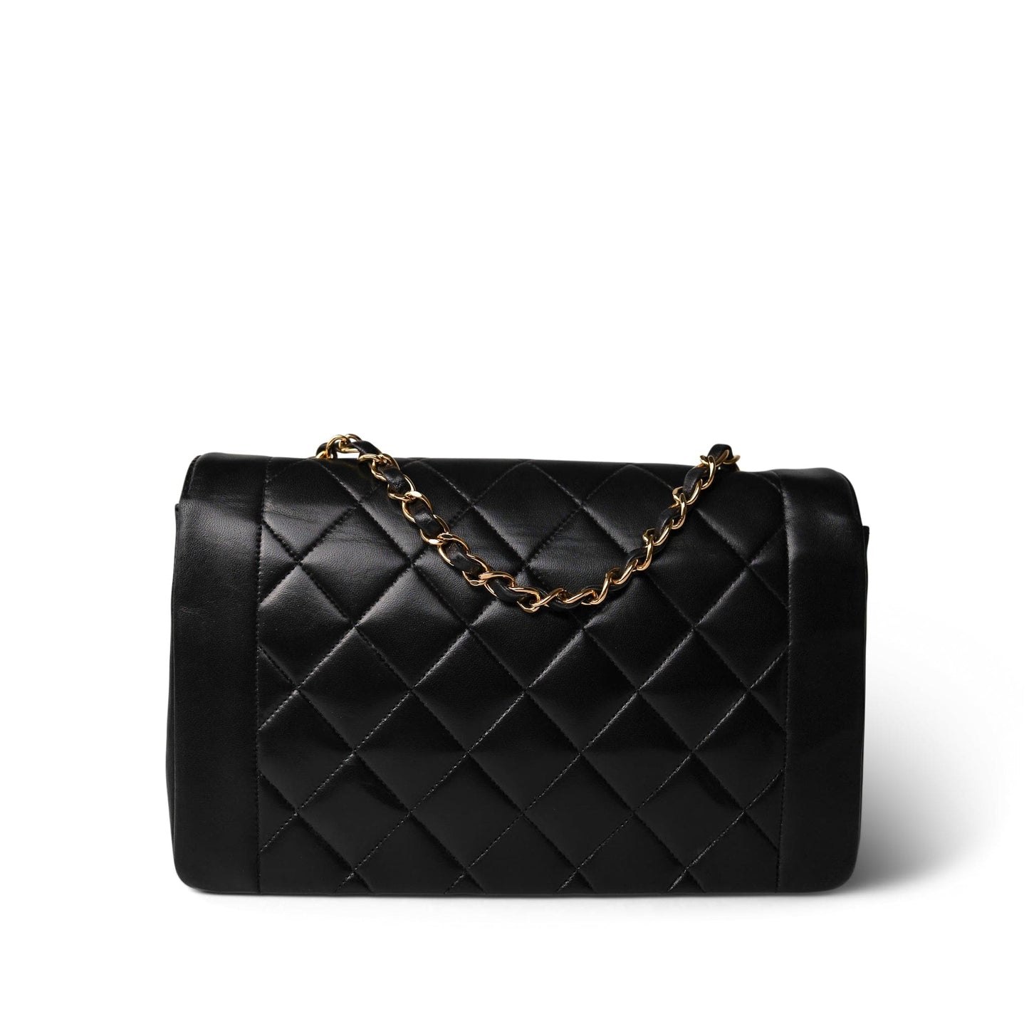 Diana Flap Black Lambskin Quilted Medium Gold Hardware