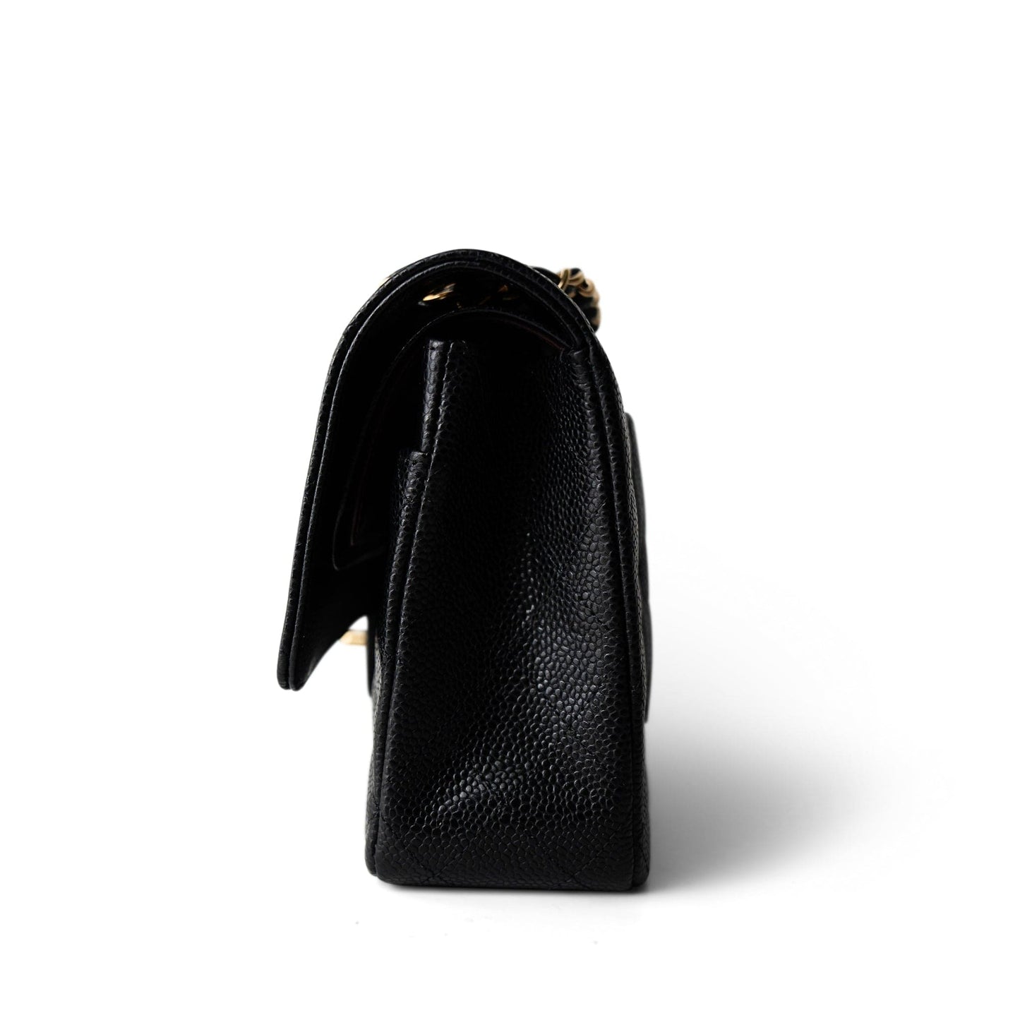 Medium Black Caviar Quilted Classic Flap Gold Hardware