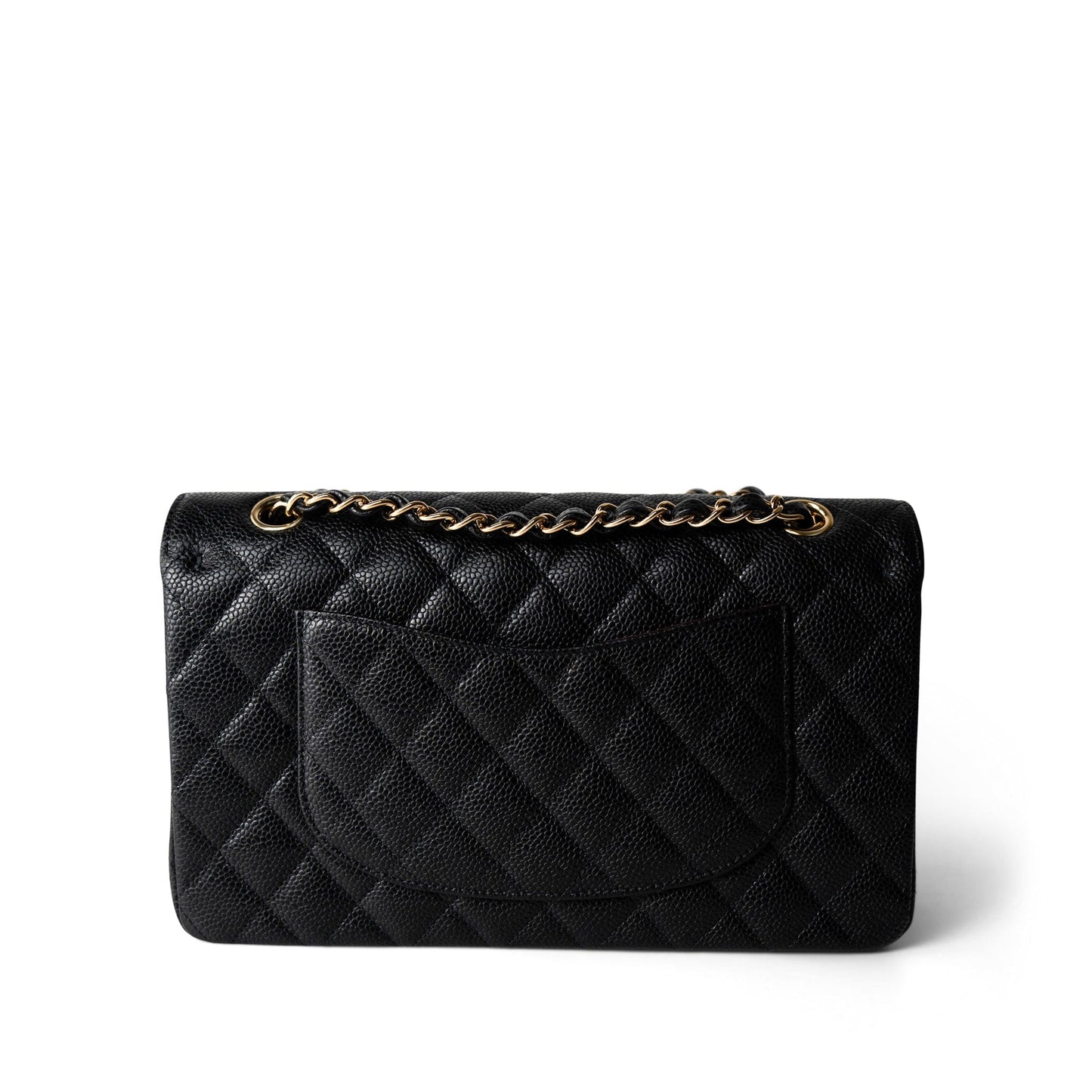 Medium Black Caviar Quilted Classic Flap Gold Hardware