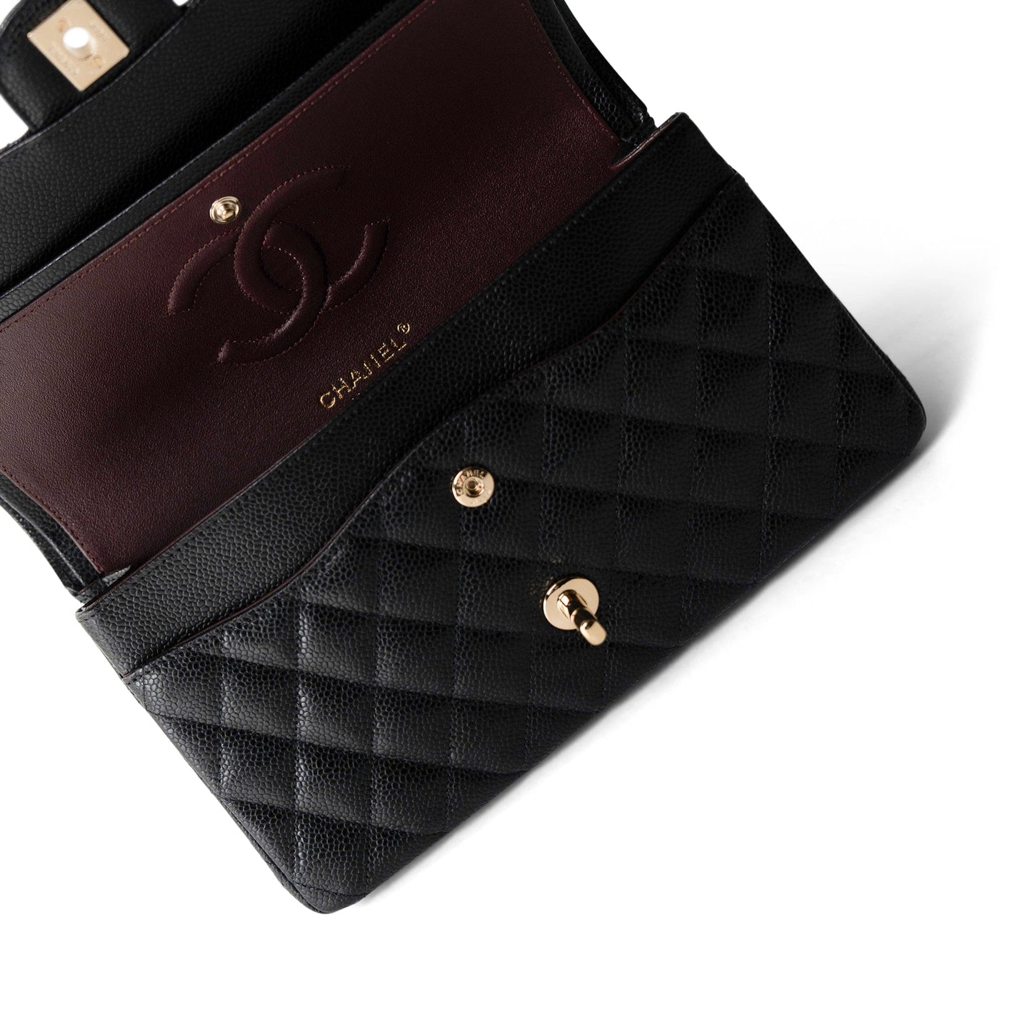 Medium Black Caviar Quilted Classic Flap Gold Hardware