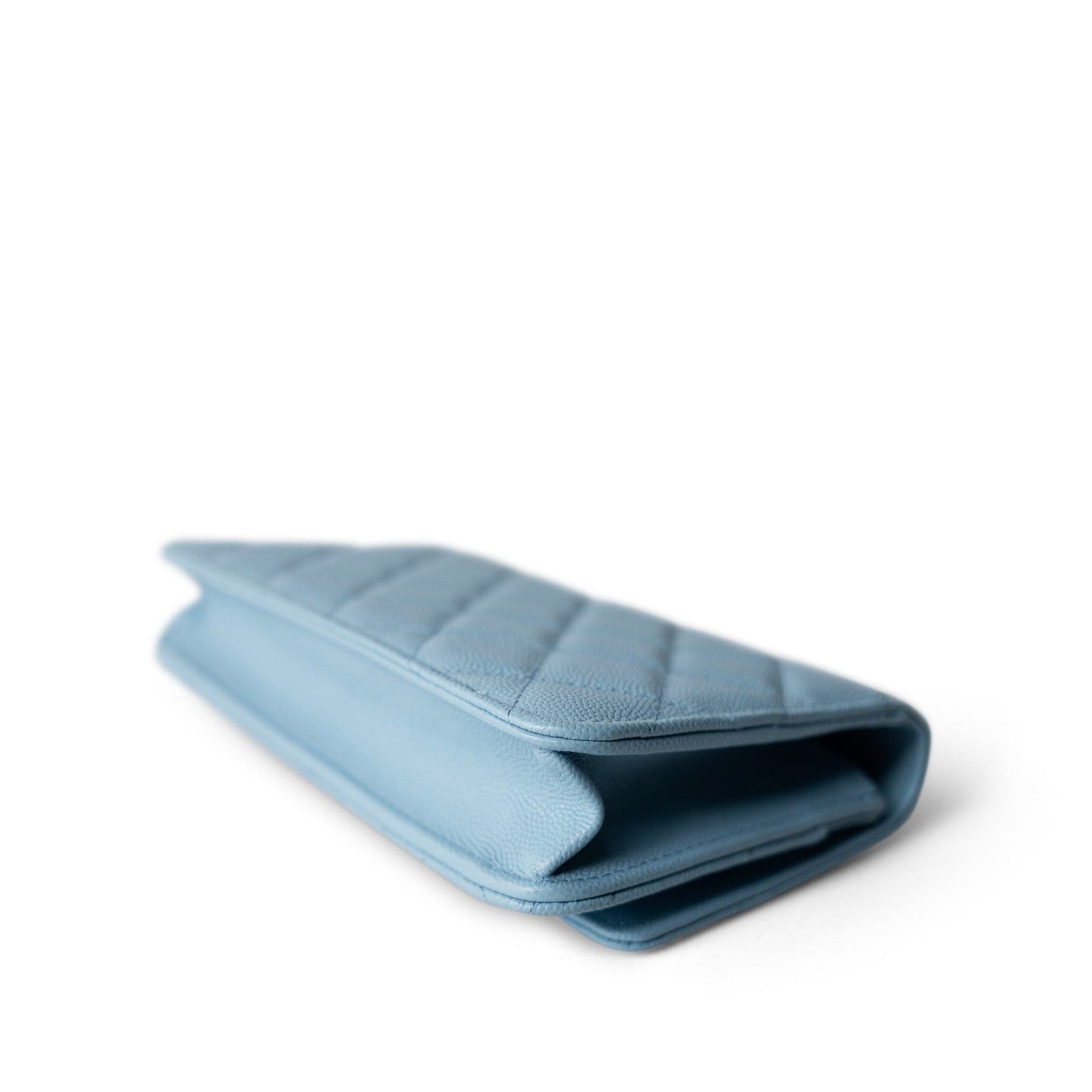 22S Light Blue Caviar Quilted Wallet on Chain