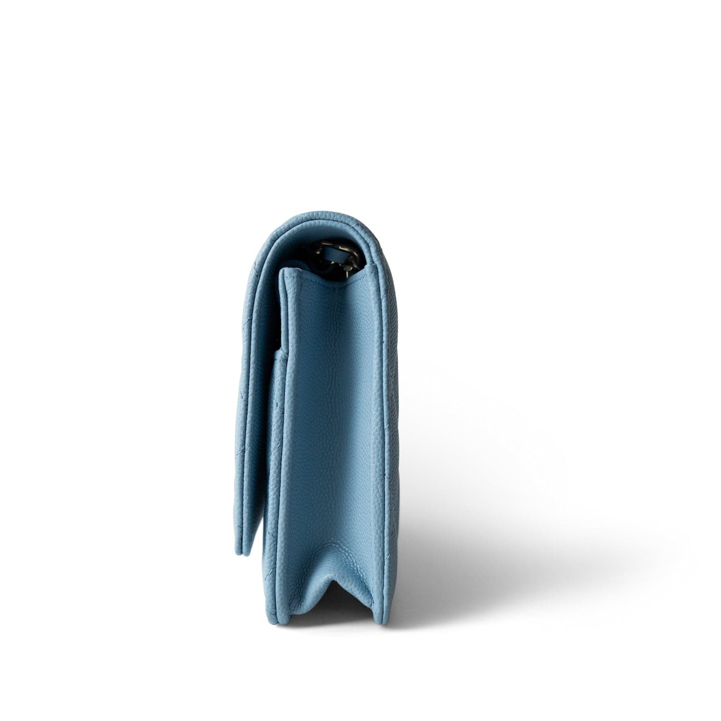 22S Light Blue Caviar Quilted Wallet on Chain