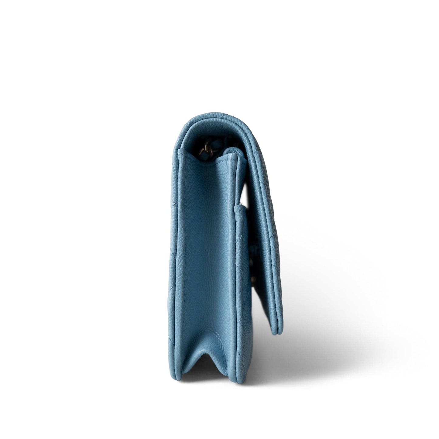 22S Light Blue Caviar Quilted Wallet on Chain