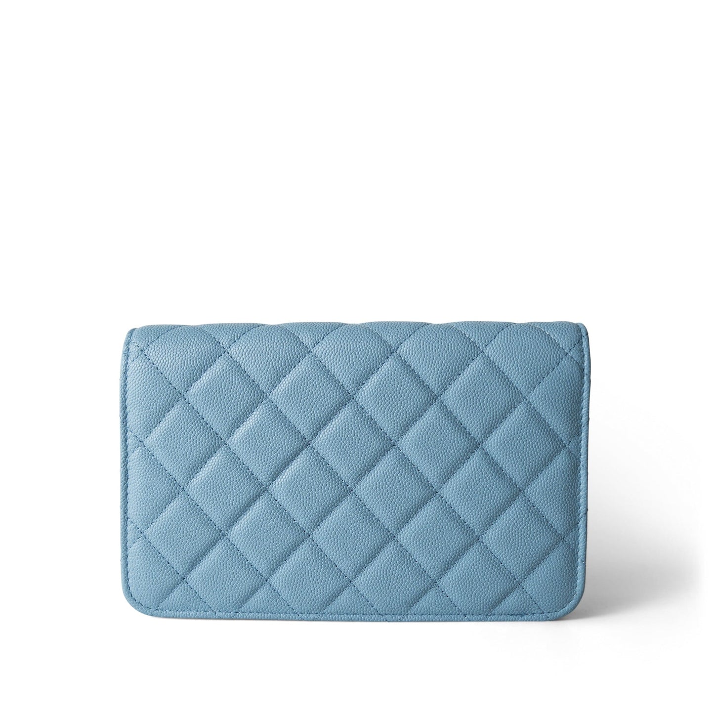 22S Light Blue Caviar Quilted Wallet on Chain