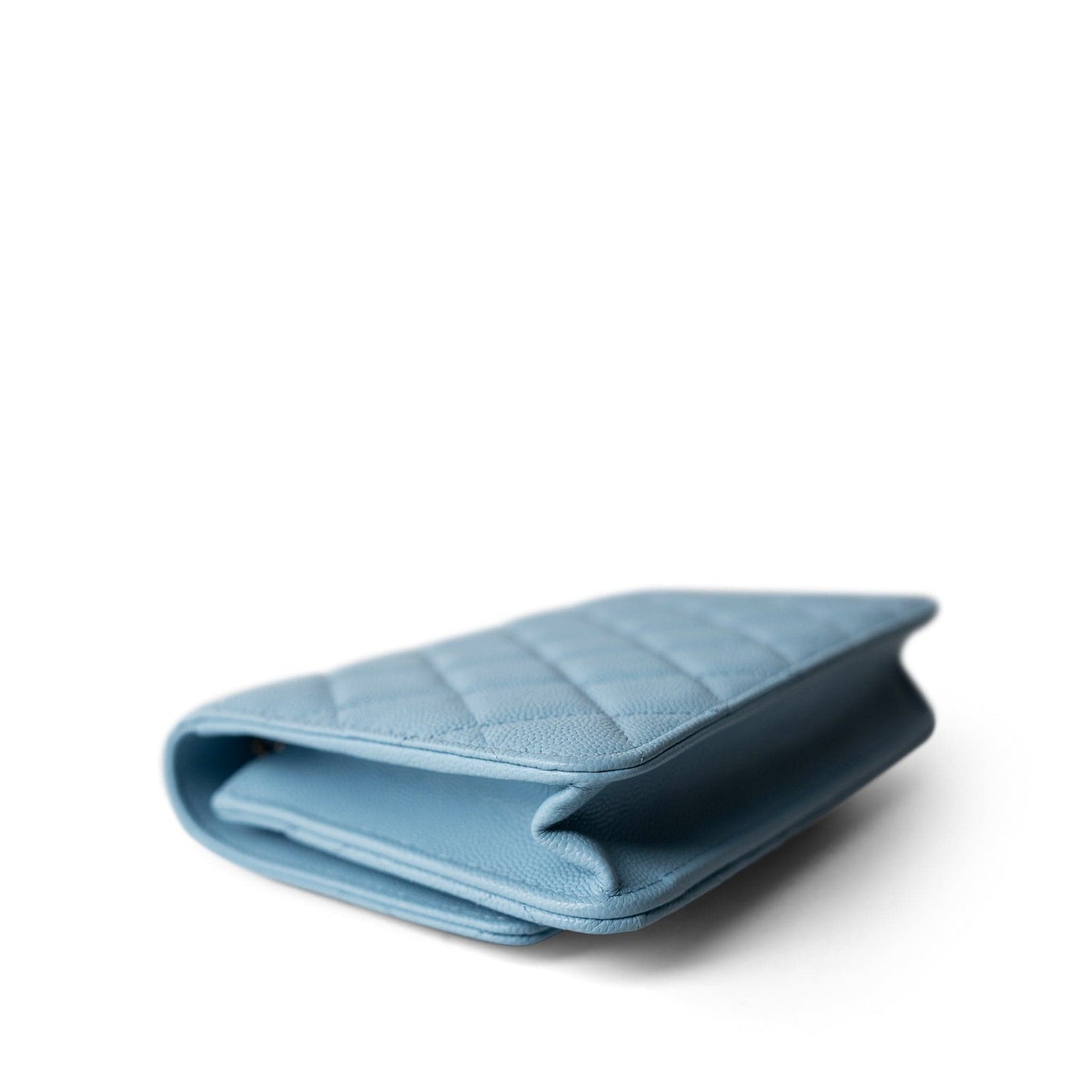 22S Light Blue Caviar Quilted Wallet on Chain