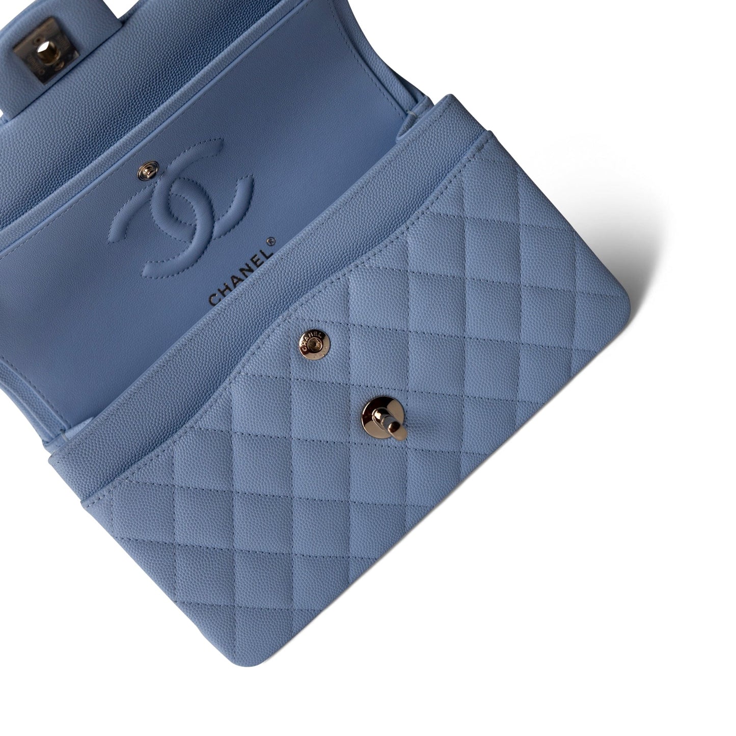 23P Blue Caviar Quilted Classic Flap Small Light Gold Hardware