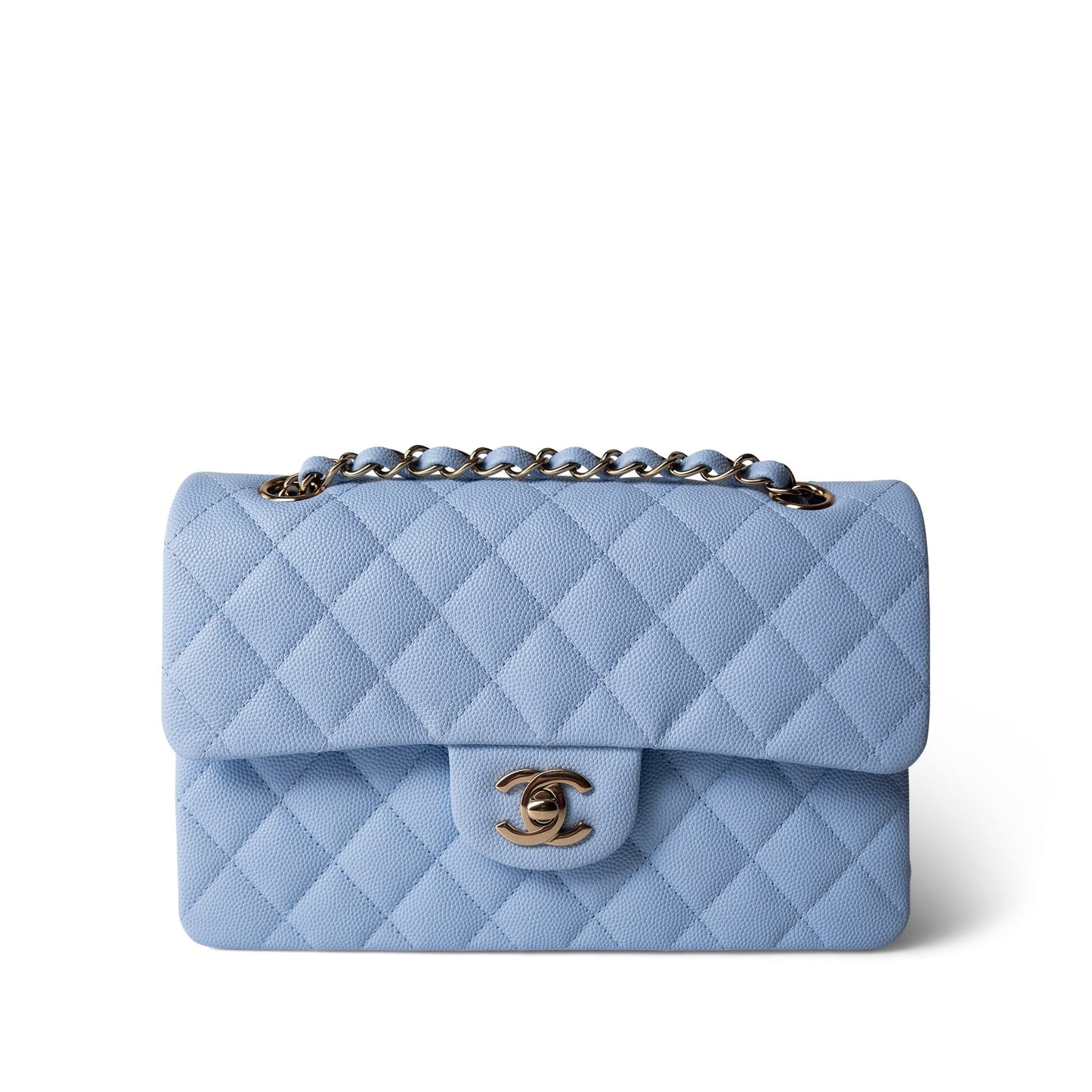 23P Blue Caviar Quilted Classic Flap Small Light Gold Hardware