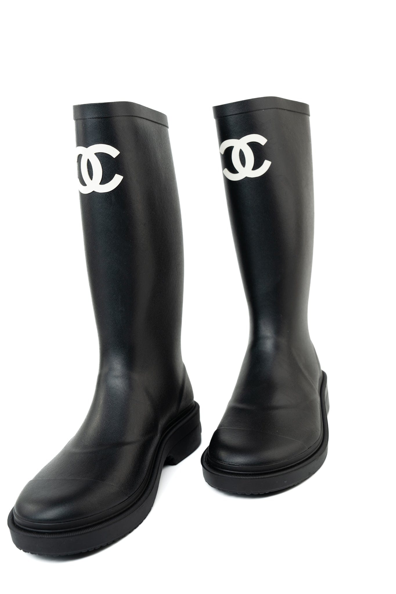 22A Black Caoutchouk CC High Boots