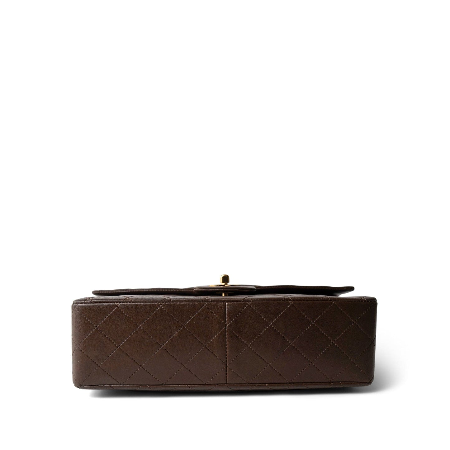 Brown Lambskin Quilted Single Flap Gold Hardware