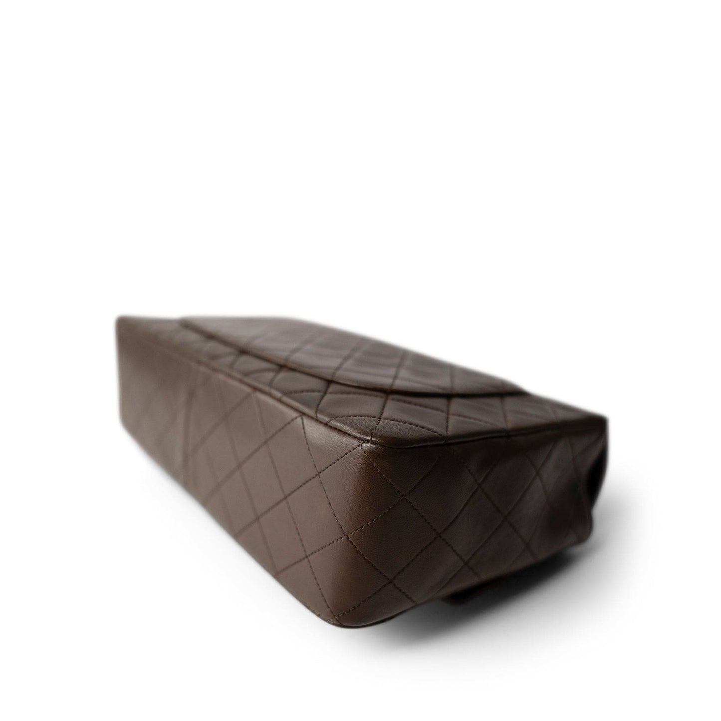 Brown Lambskin Quilted Single Flap Gold Hardware