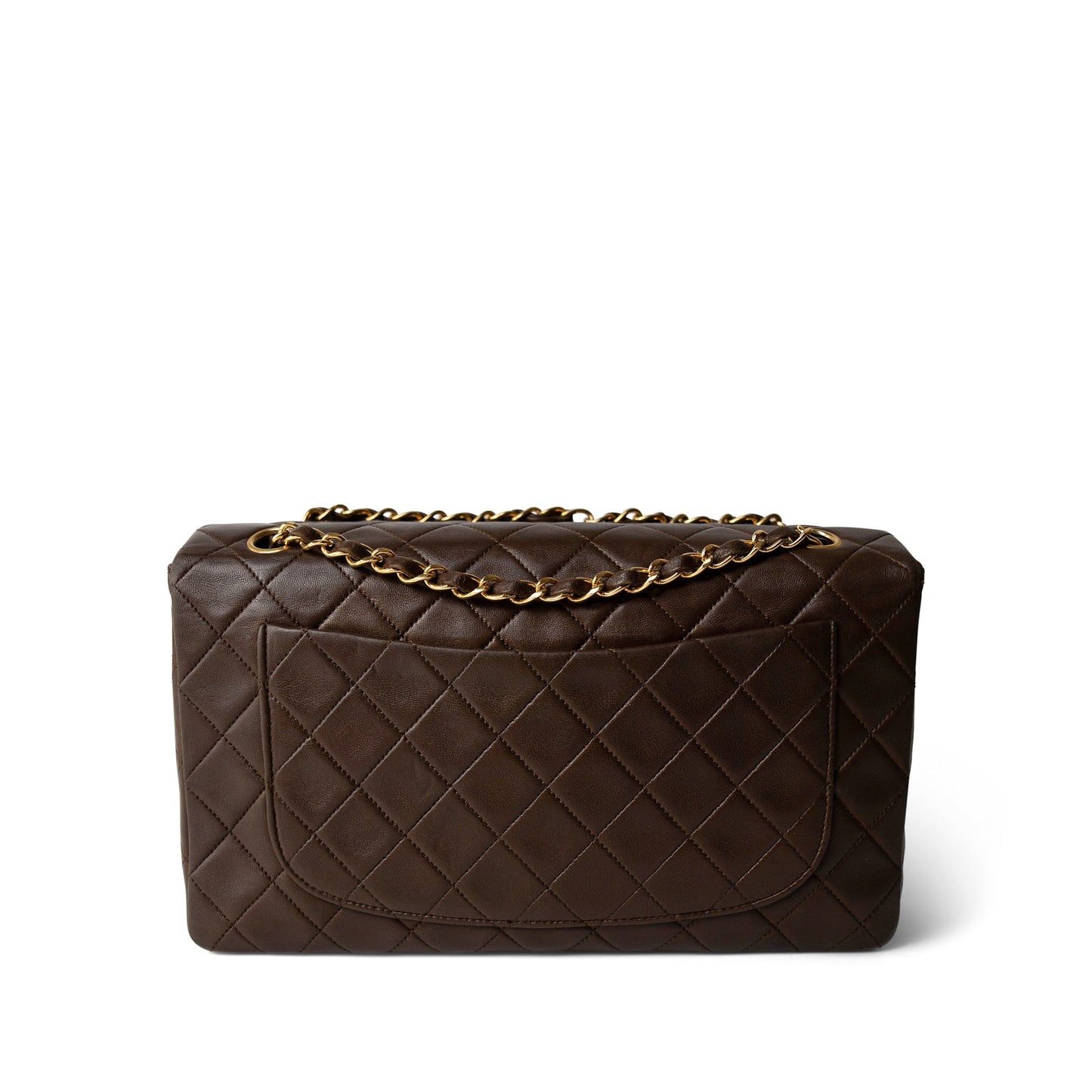Brown Lambskin Quilted Single Flap Gold Hardware