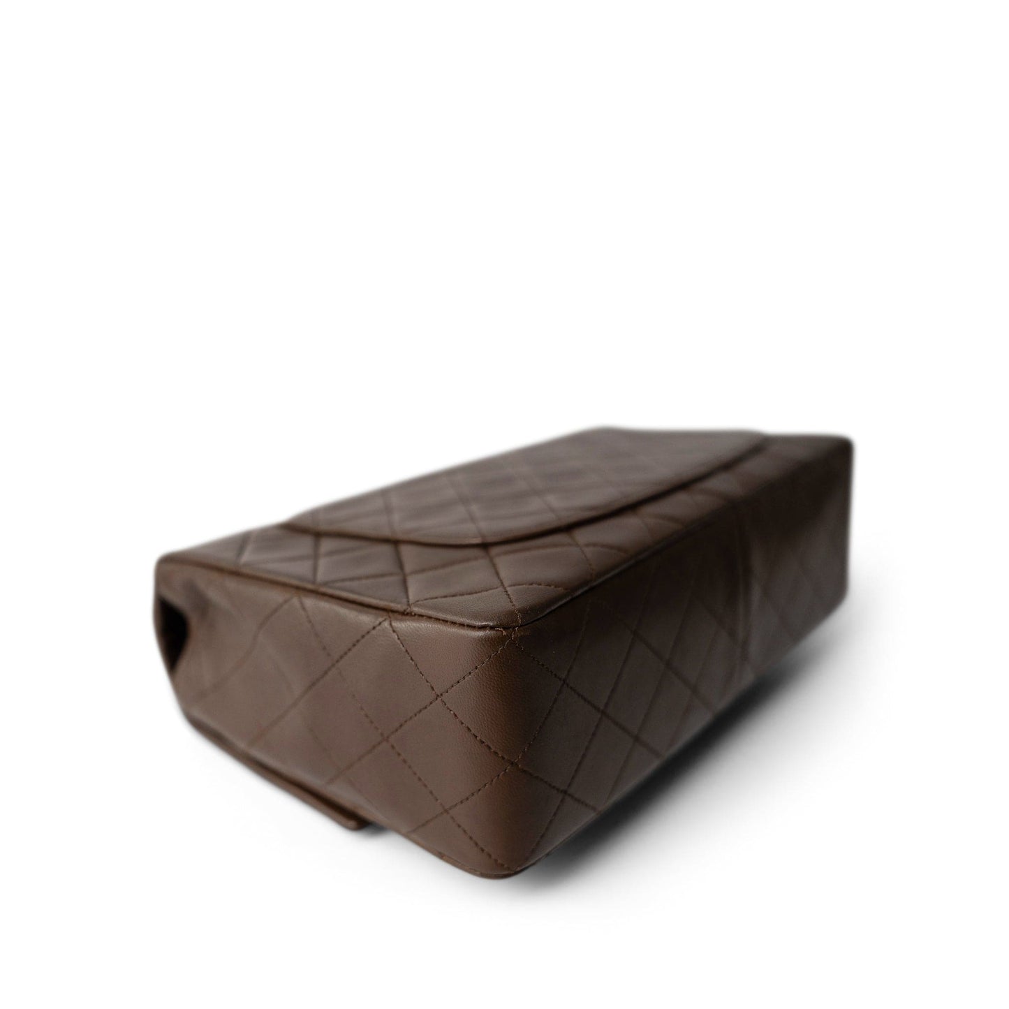 Brown Lambskin Quilted Single Flap Gold Hardware