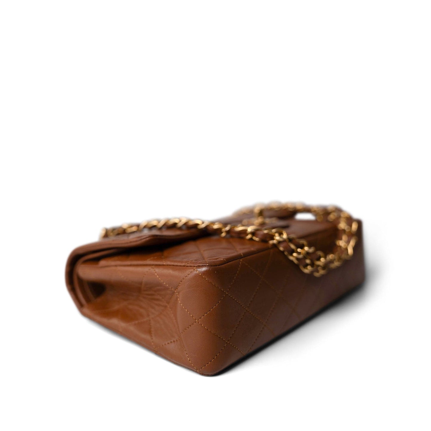 Vintage Brown Lambskin Quilted Classic Flap Medium Gold Hardware