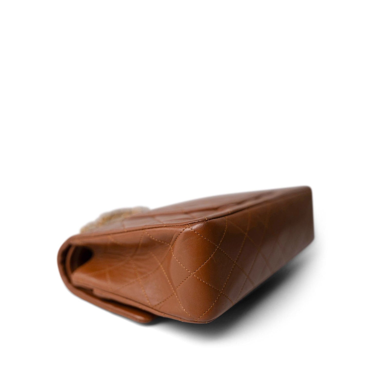 Vintage Brown Lambskin Quilted Classic Flap Medium Gold Hardware