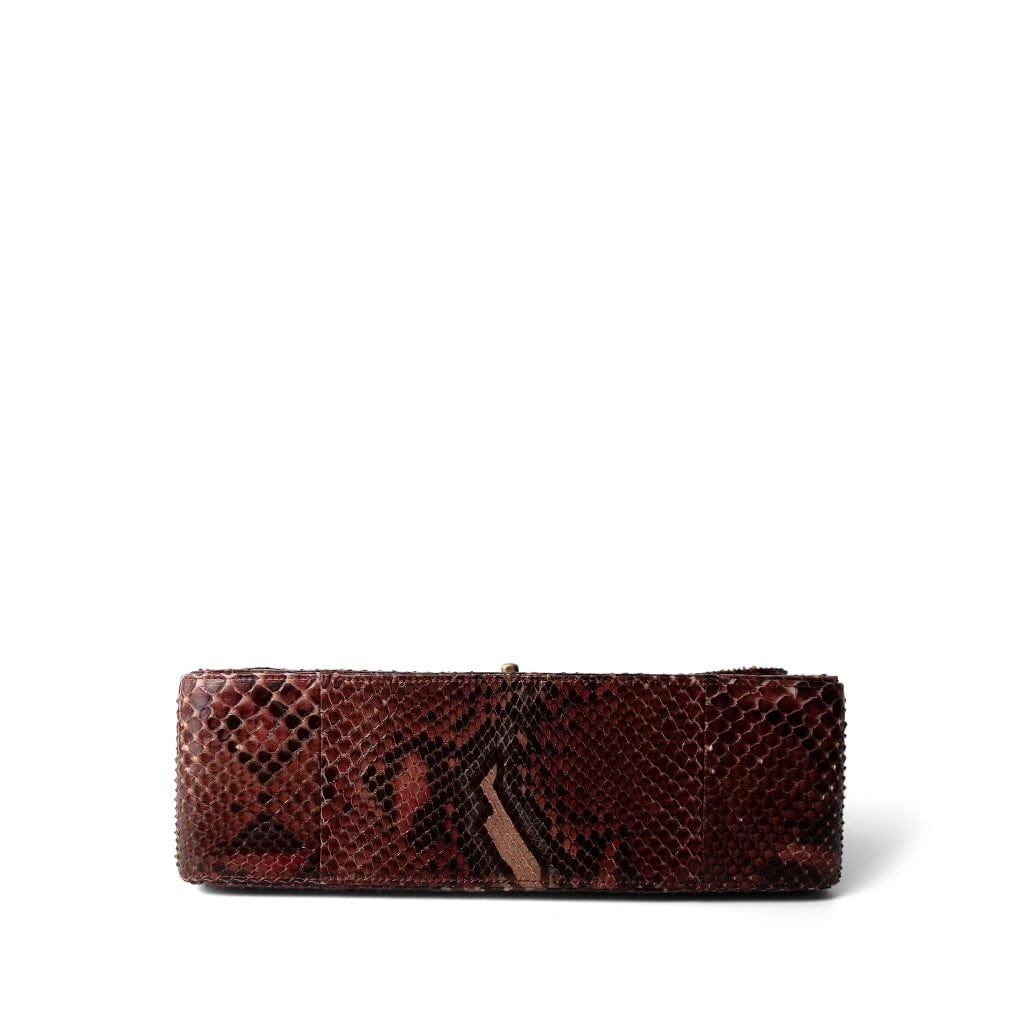 Burgundy Python Jumbo Classic Flap