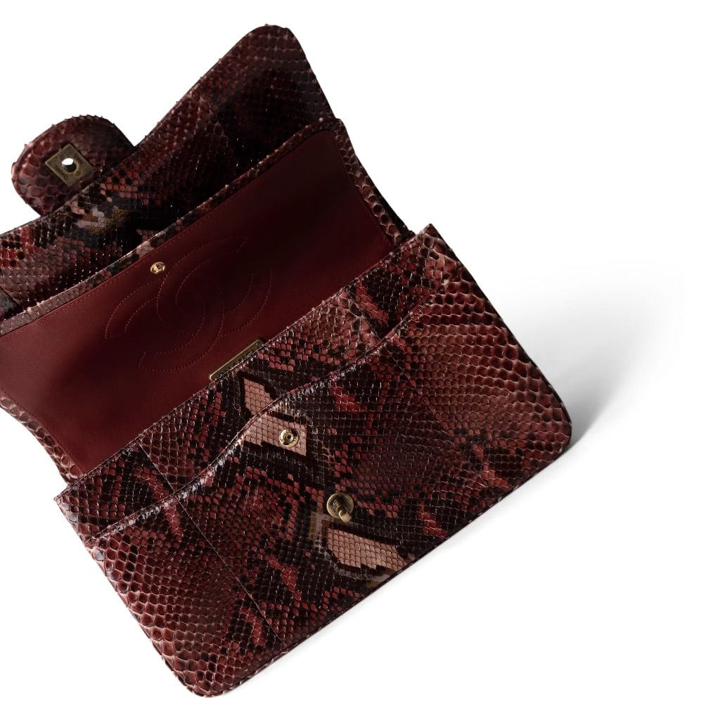 Burgundy Python Jumbo Classic Flap