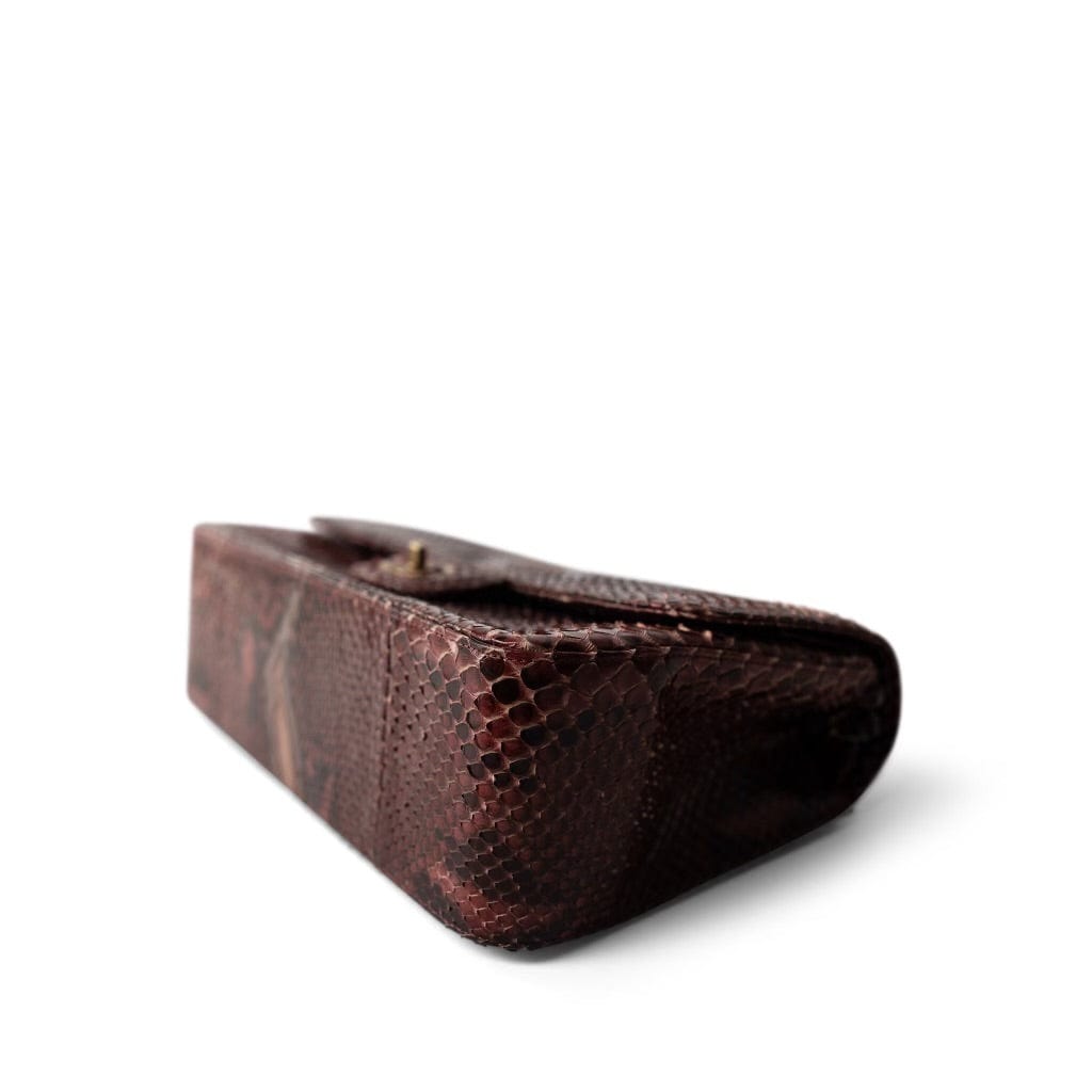 Burgundy Python Jumbo Classic Flap