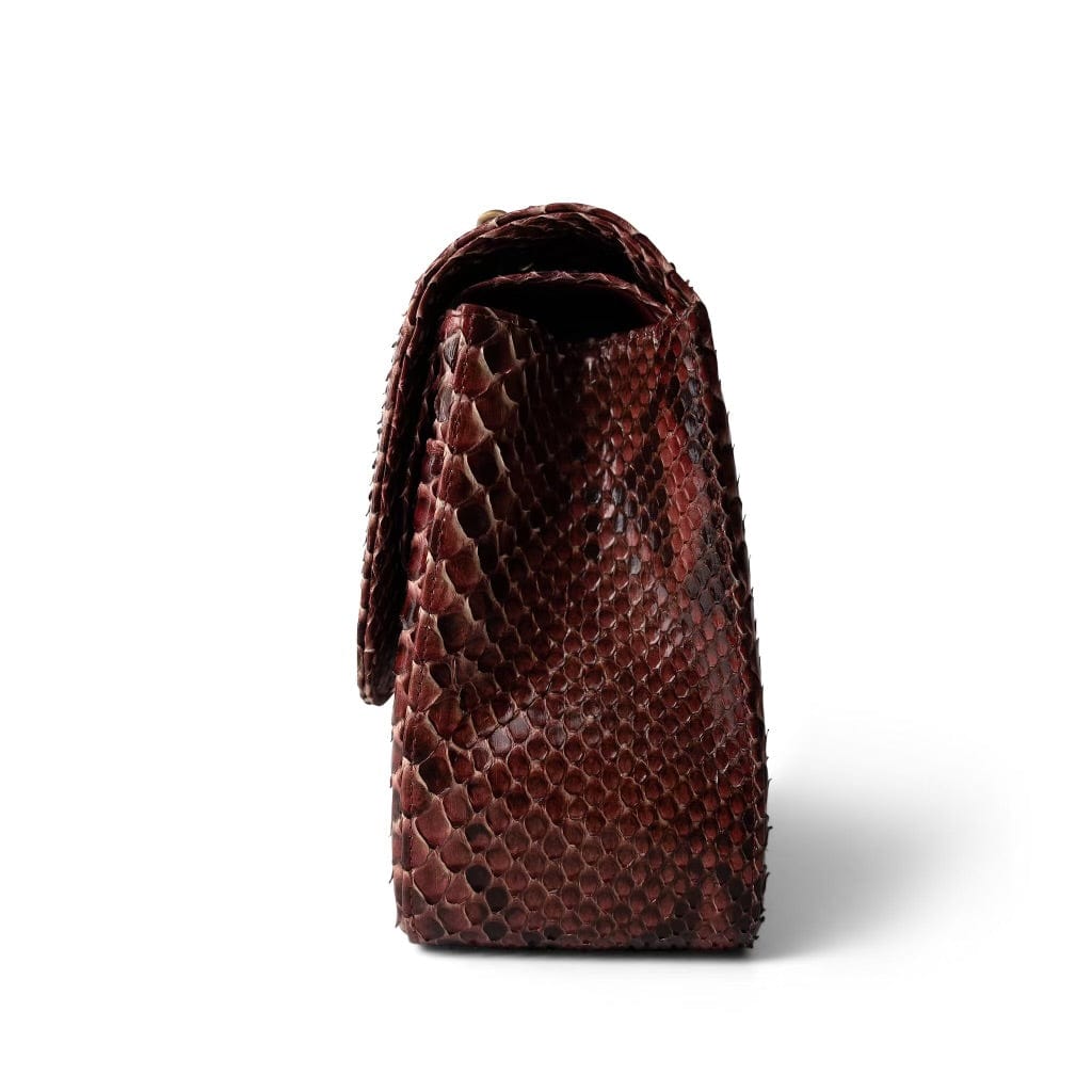 Burgundy Python Jumbo Classic Flap