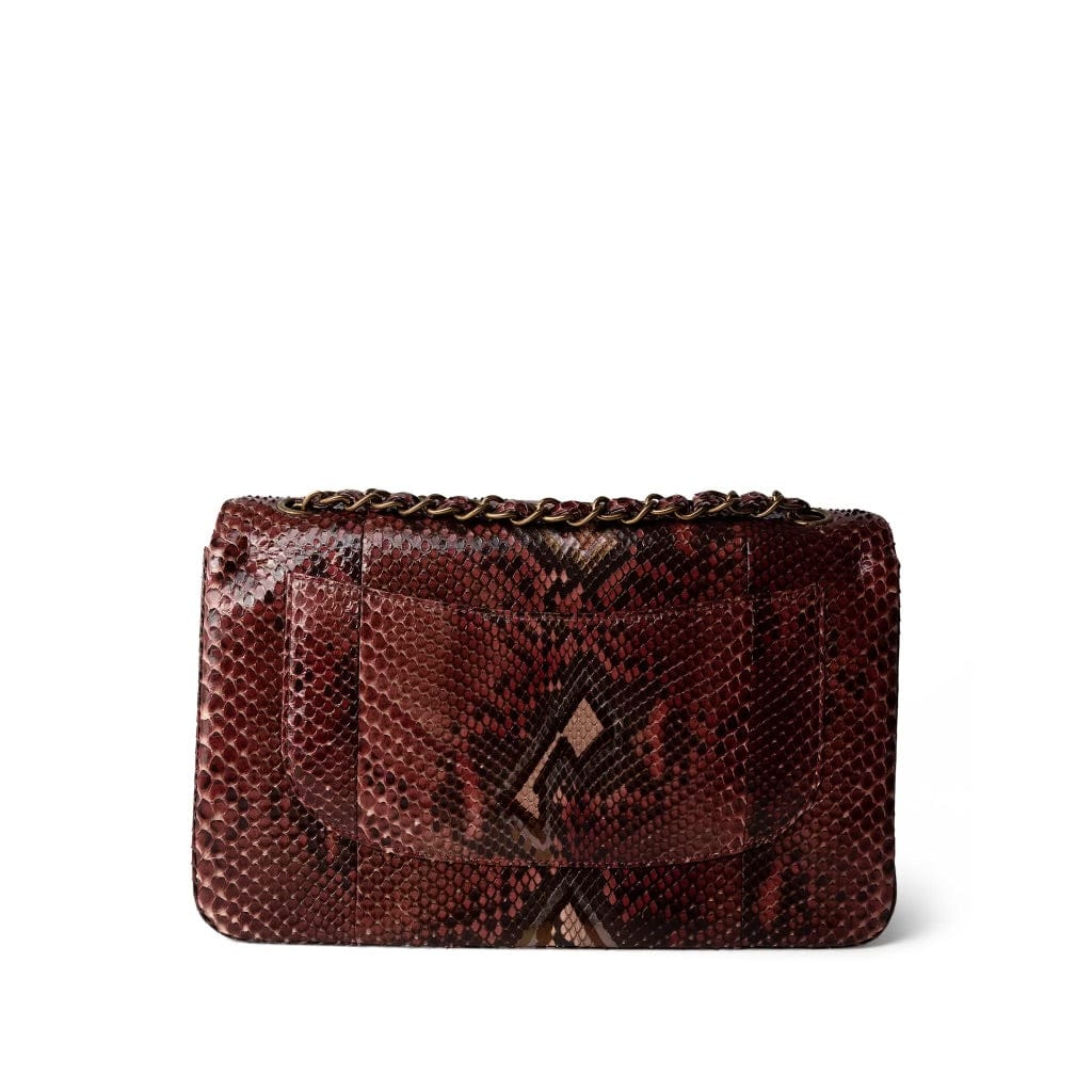 Burgundy Python Jumbo Classic Flap