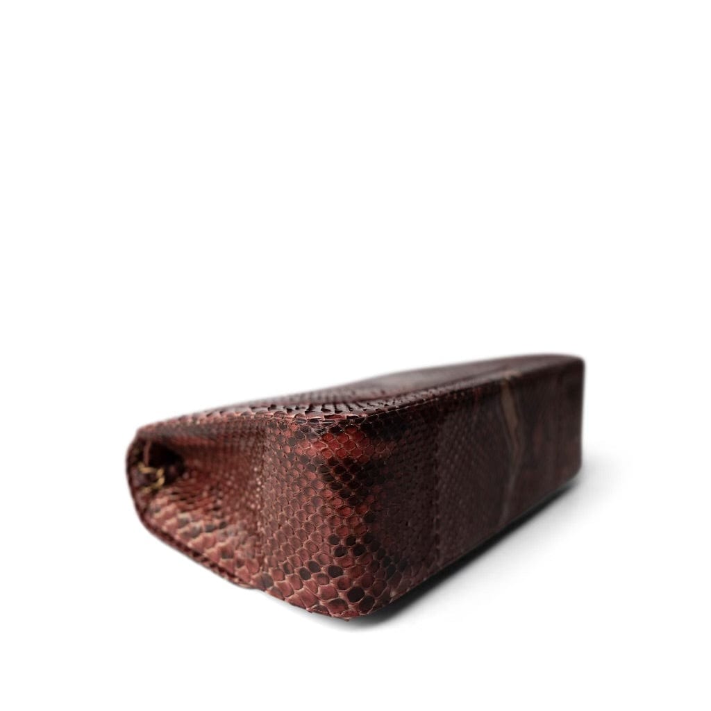 Burgundy Python Jumbo Classic Flap