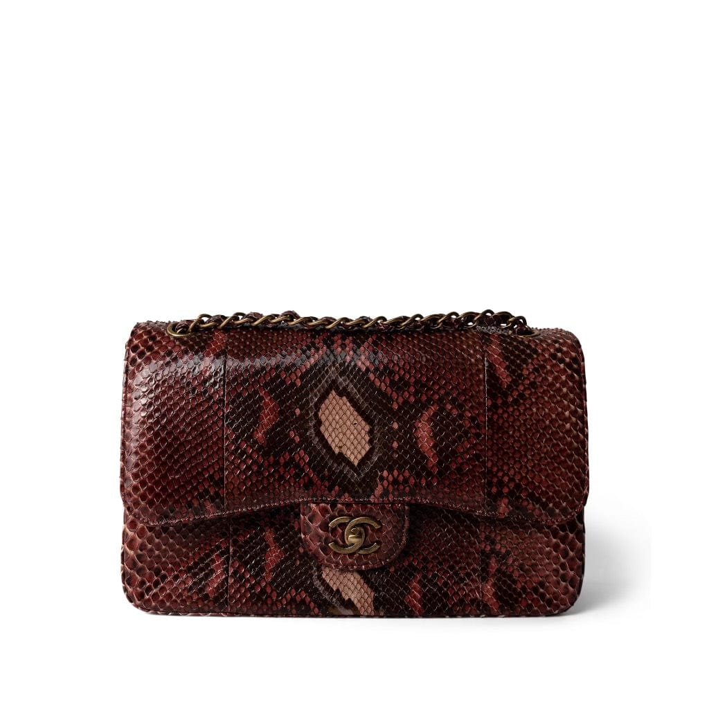 Burgundy Python Jumbo Classic Flap