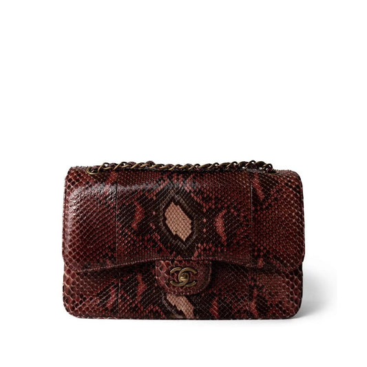 Burgundy Python Jumbo Classic Flap