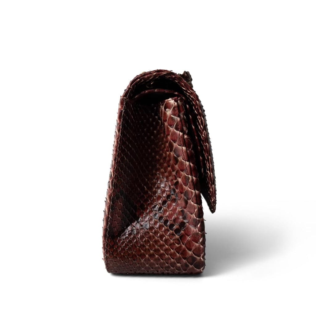 Burgundy Python Jumbo Classic Flap