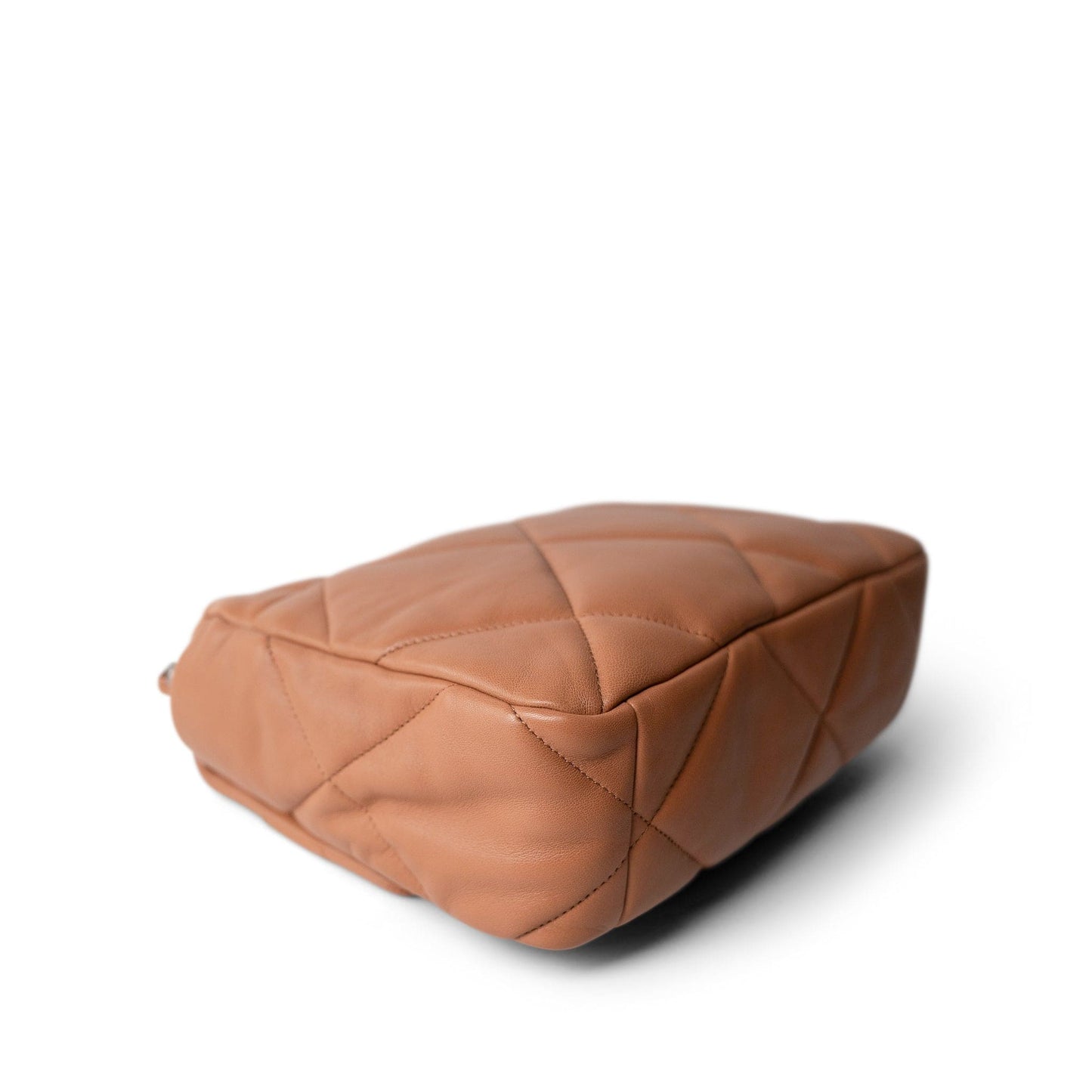 21P Caramel Quilted Large 19 Flap Mixed Hardware