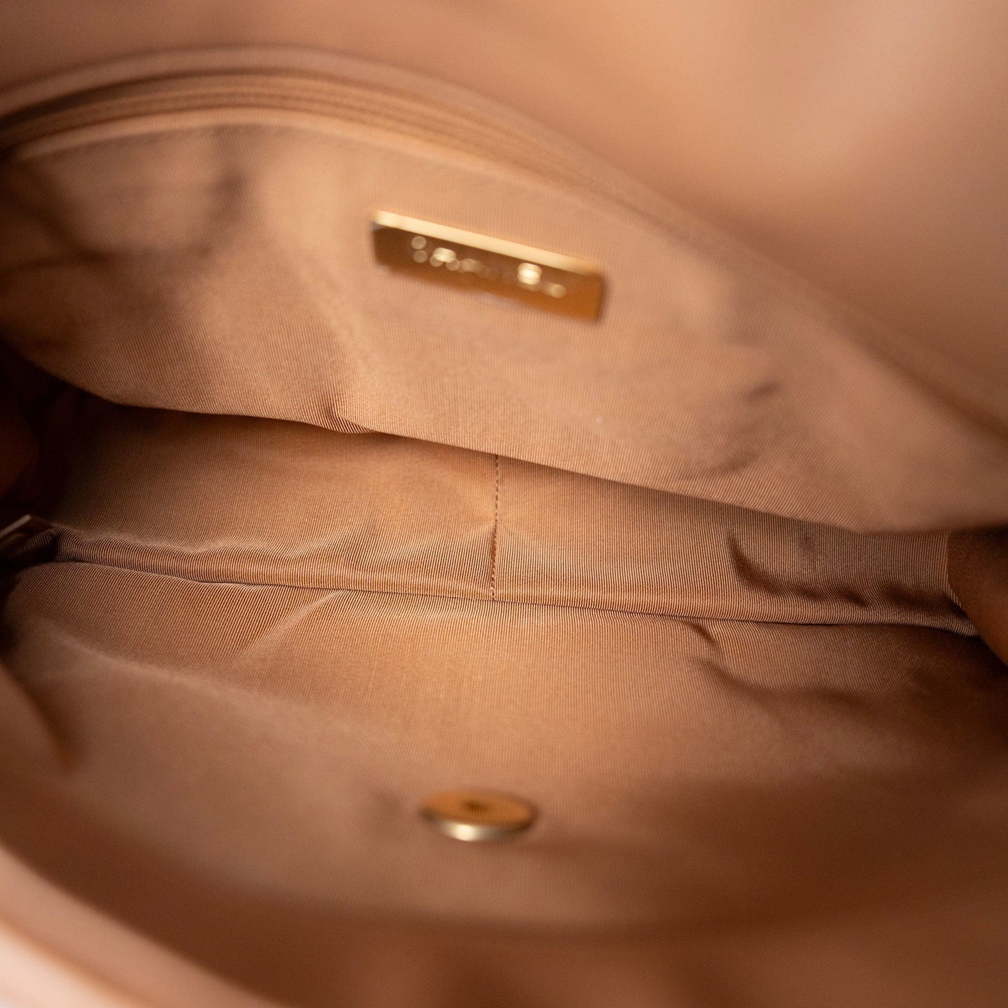 21P Caramel Quilted Large 19 Flap Mixed Hardware