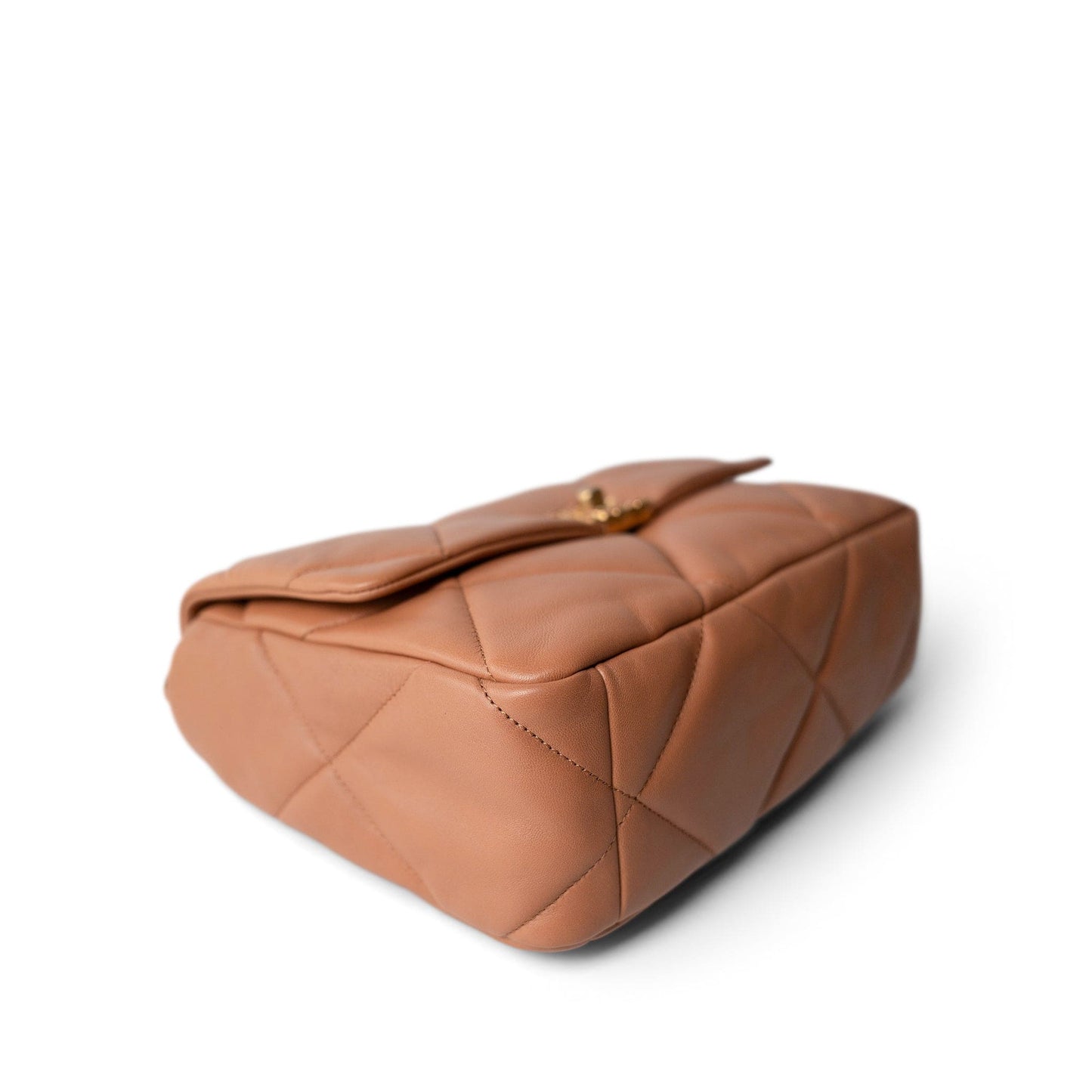 21P Caramel Quilted Large 19 Flap Mixed Hardware