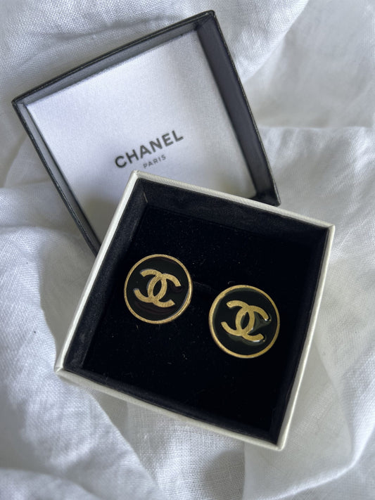 Chanel CC Button Clip-on Earrings