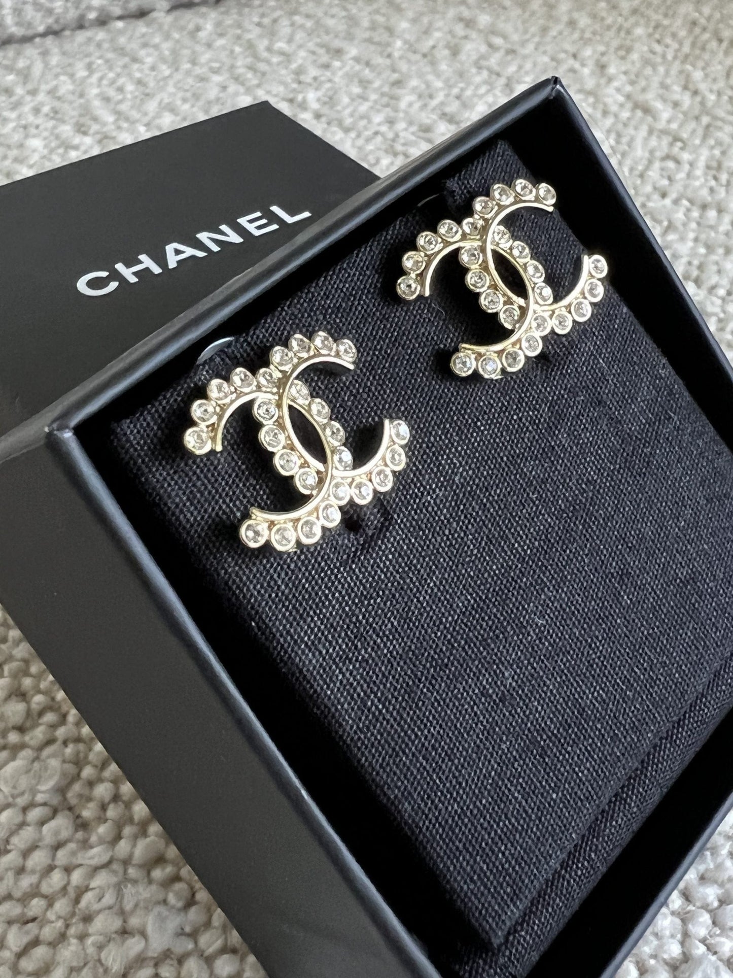 Chanel CC Crystal and Gold Earrings