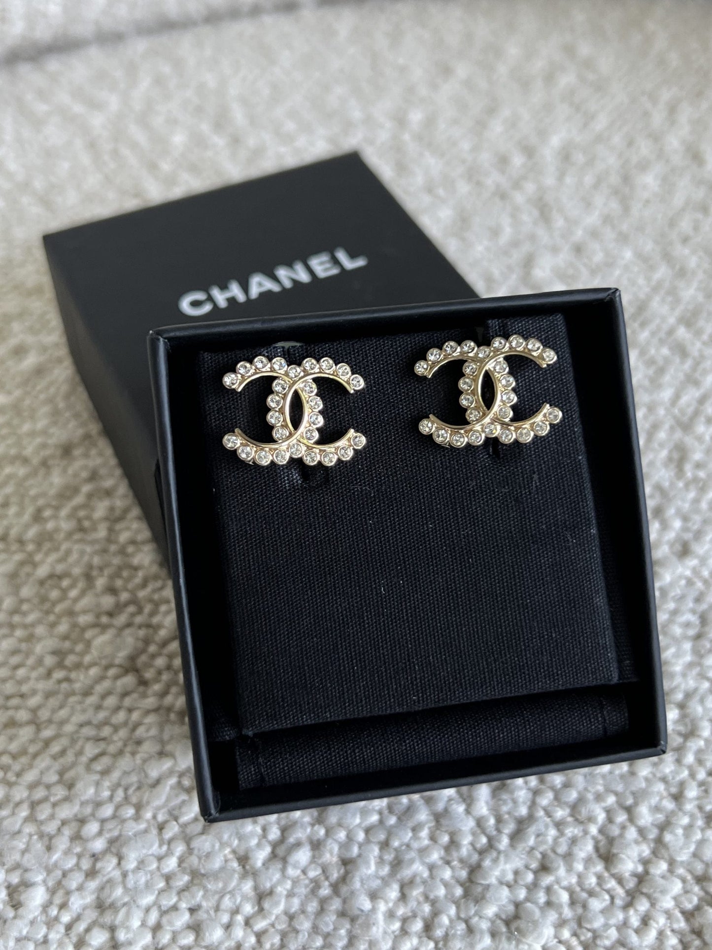 Chanel CC Crystal and Gold Earrings