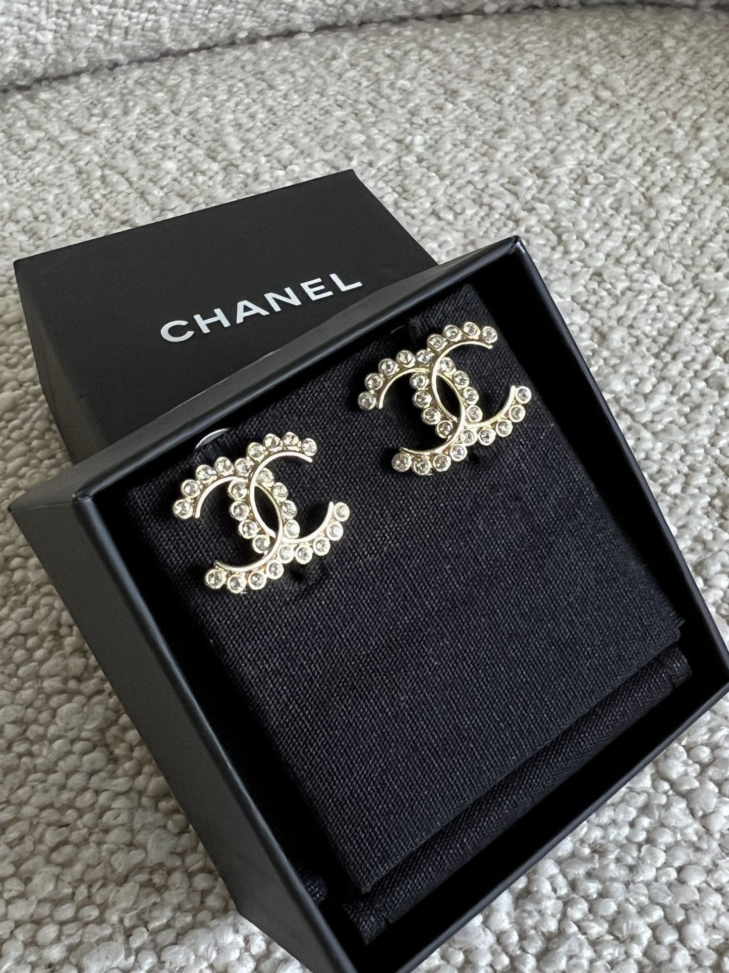 Chanel CC Crystal and Gold Earrings