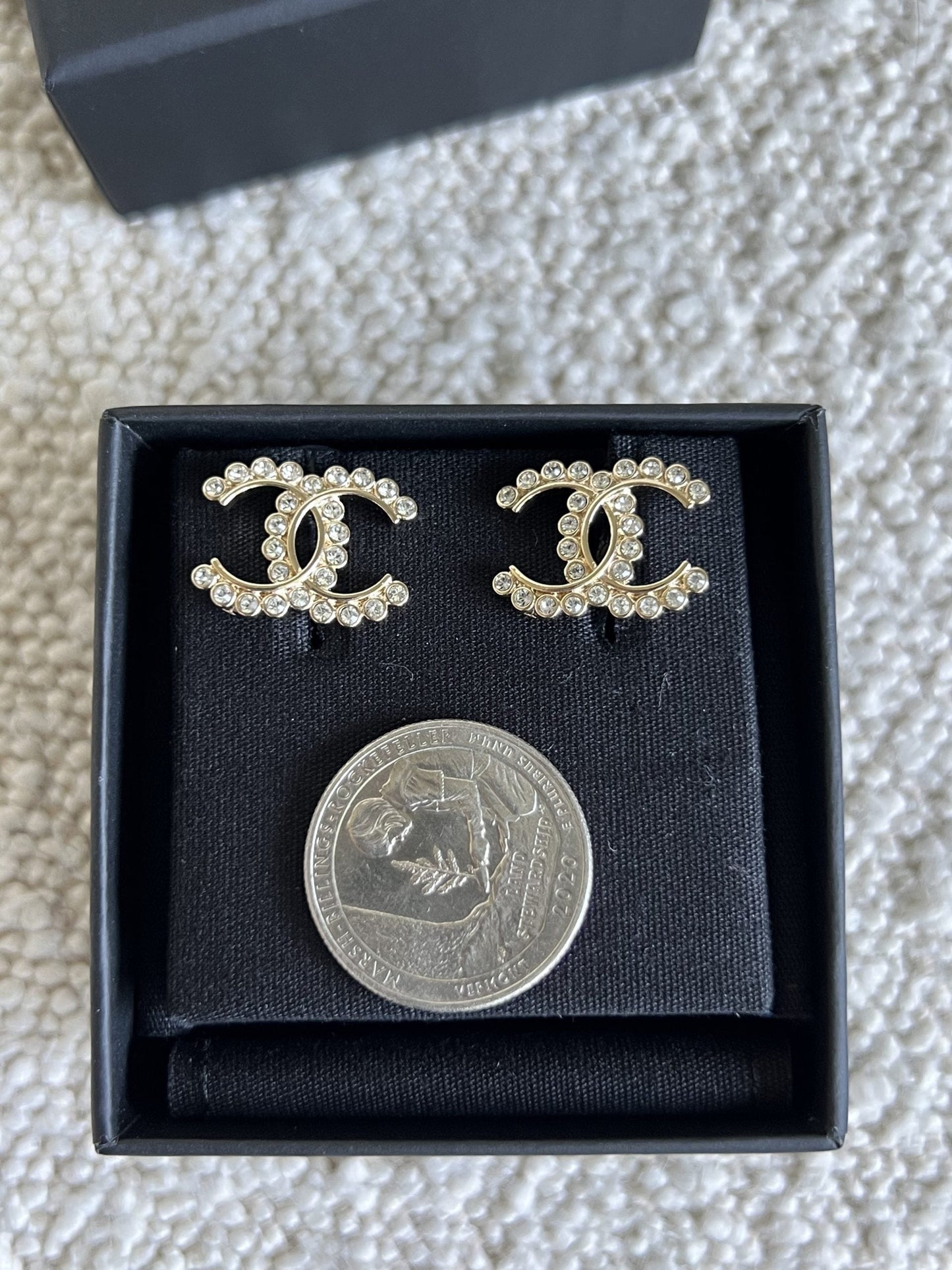 Chanel CC Crystal and Gold Earrings