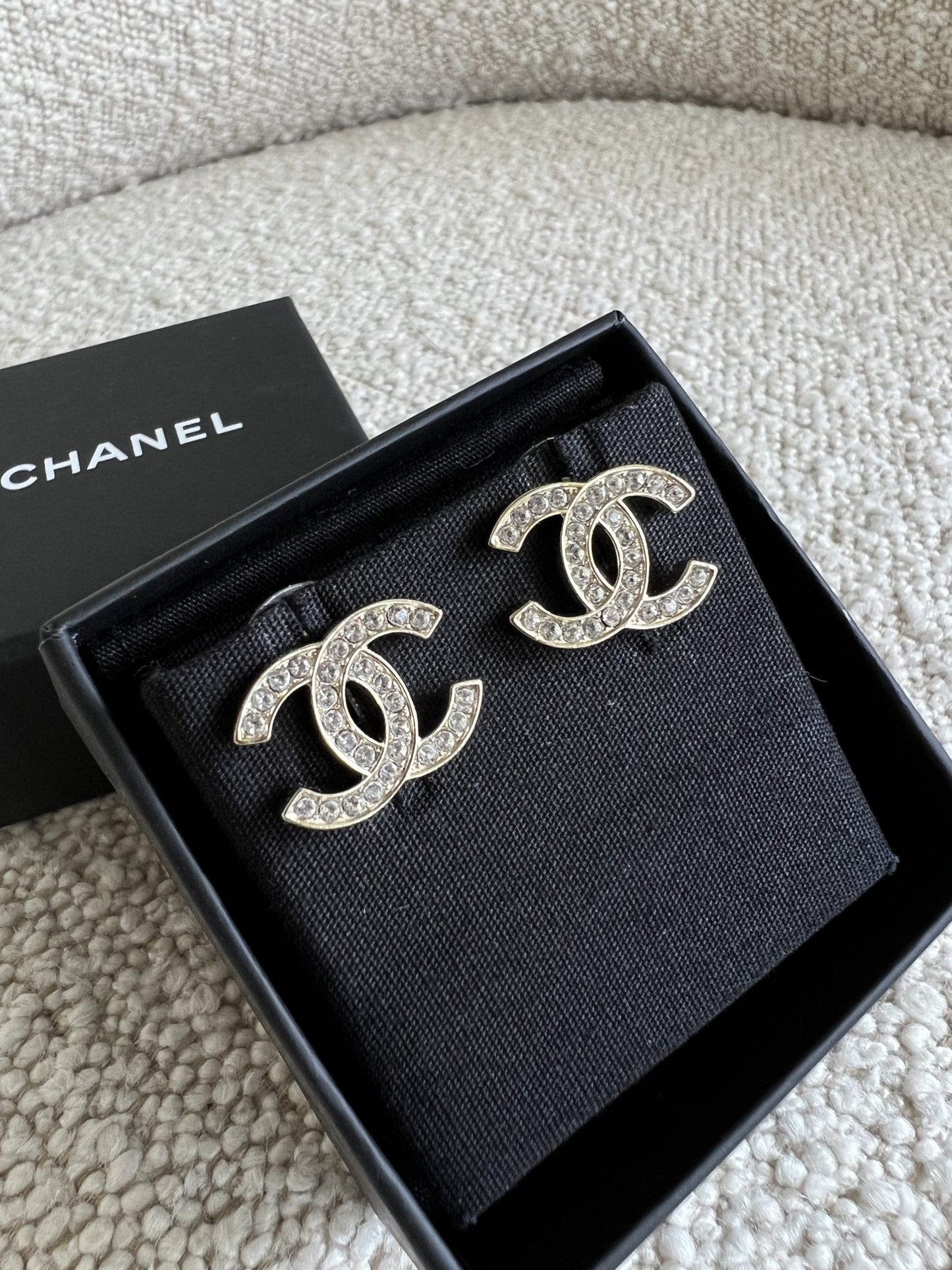 Chanel CC Crystal Stud Earrings