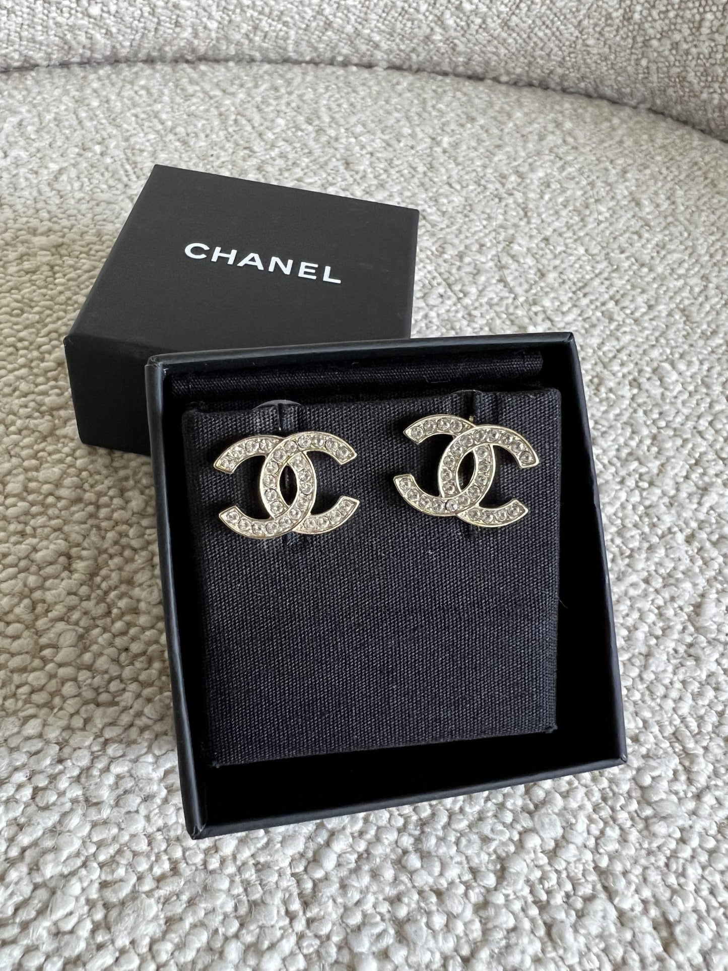 Chanel CC Crystal Stud Earrings