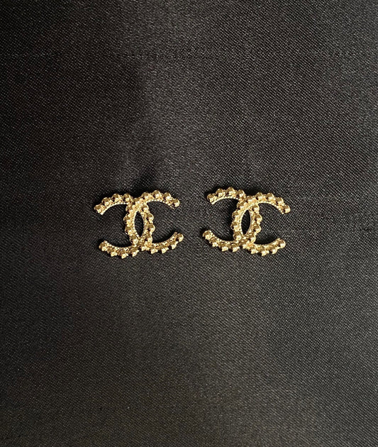 Chanel CC Stud Earrings Gold