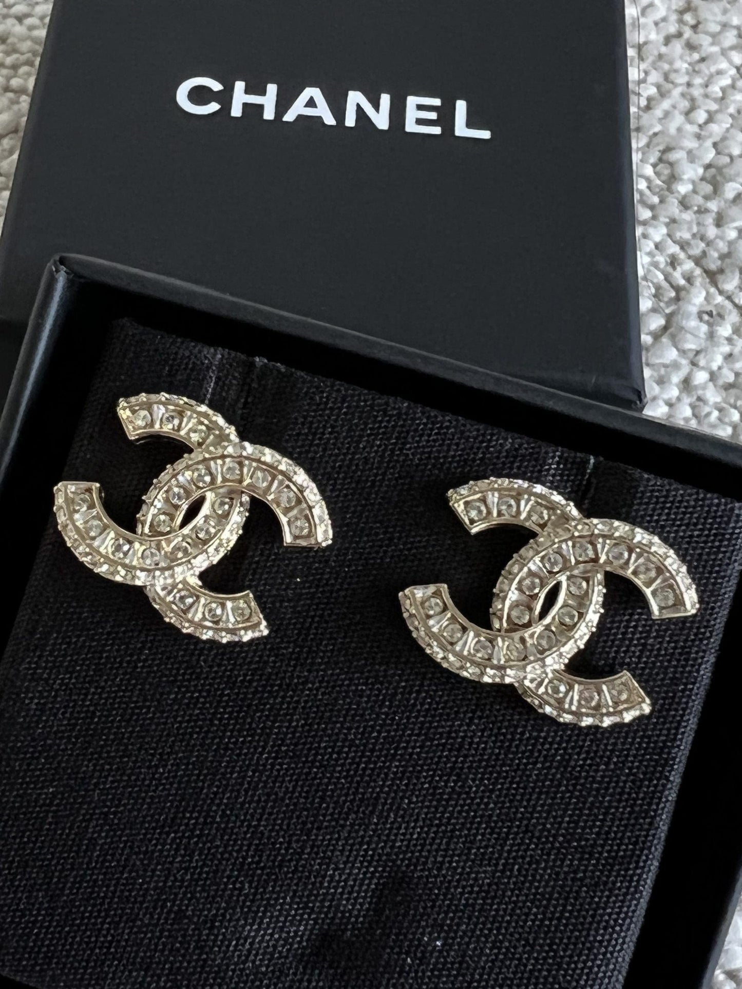 Chanel Classic CC Timeless Earrings Light Gold