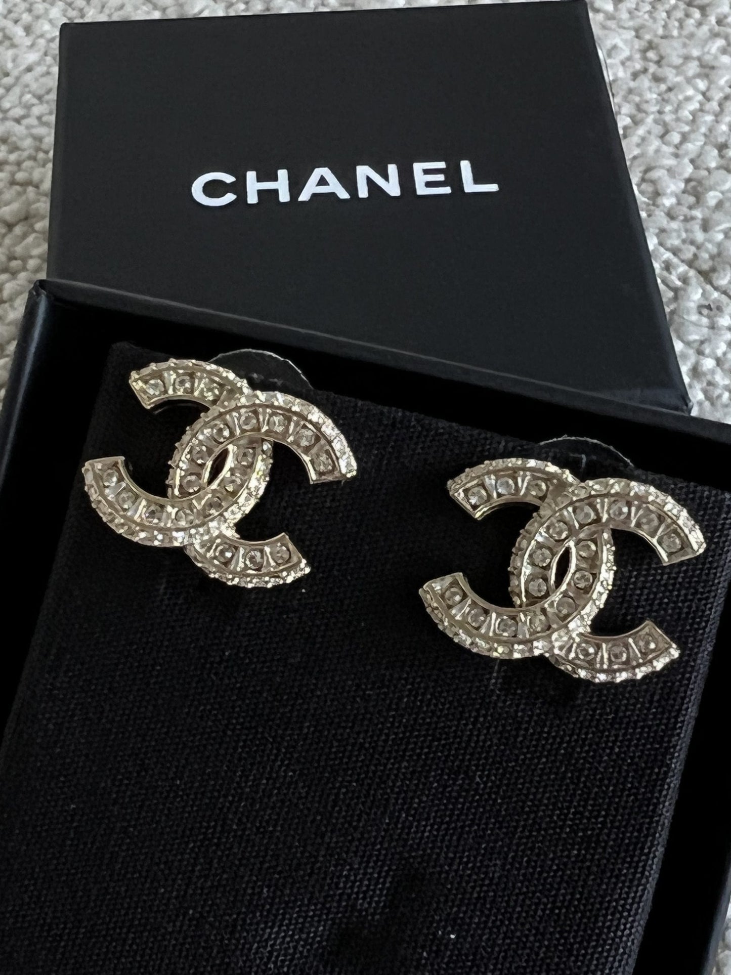 Chanel Classic CC Timeless Earrings Light Gold