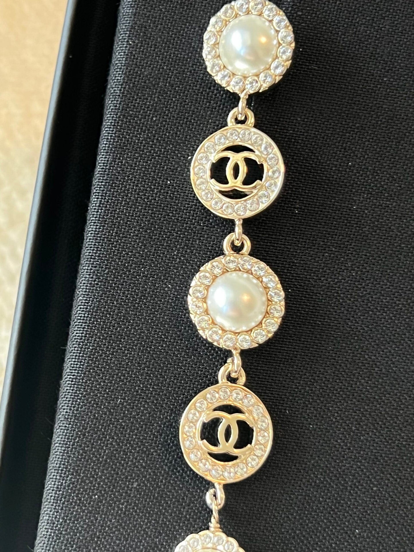 Crystal & Pearl CC Dangle Earrings