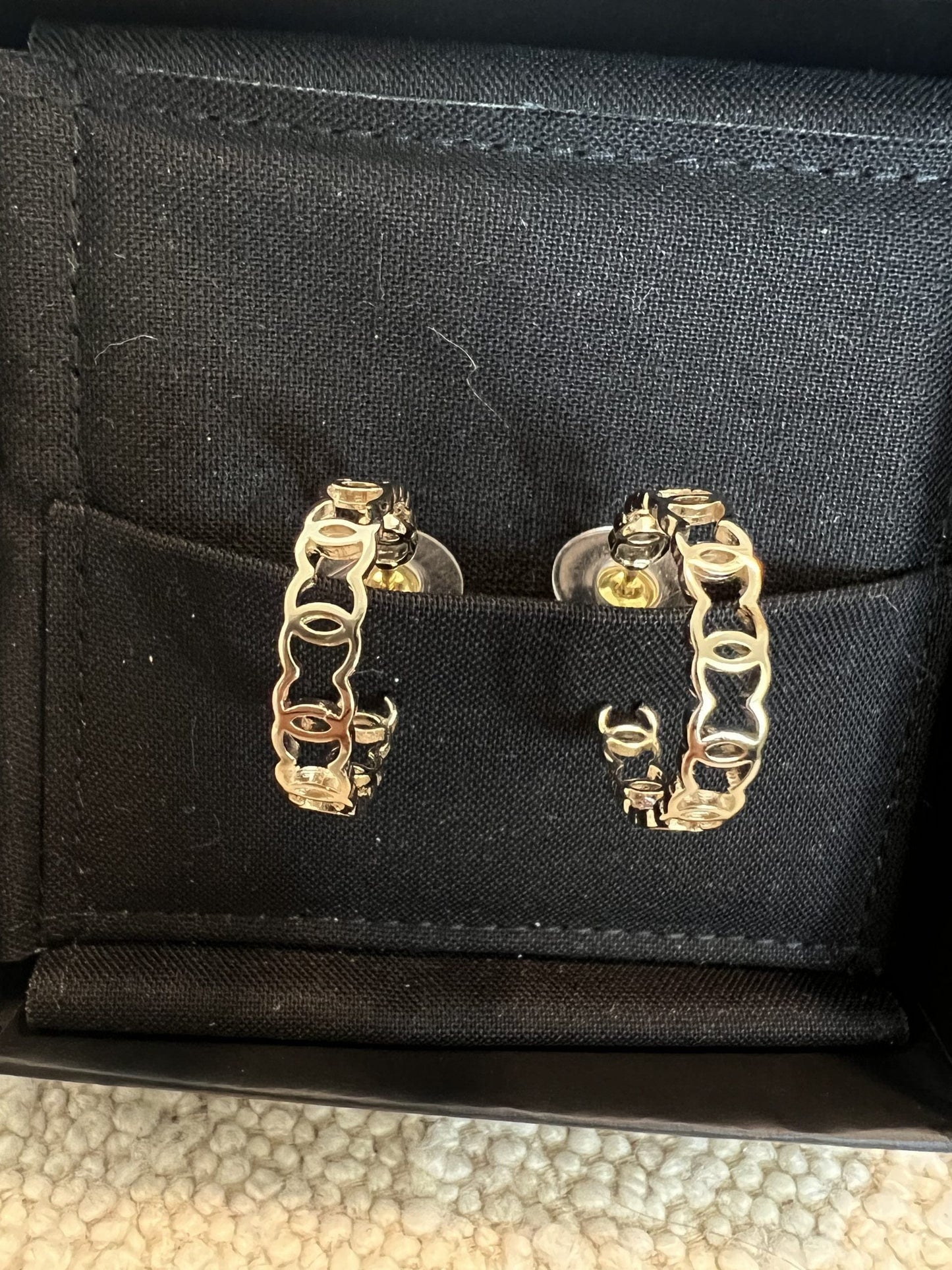 21A CC Dangle Hoops Earrings Gold