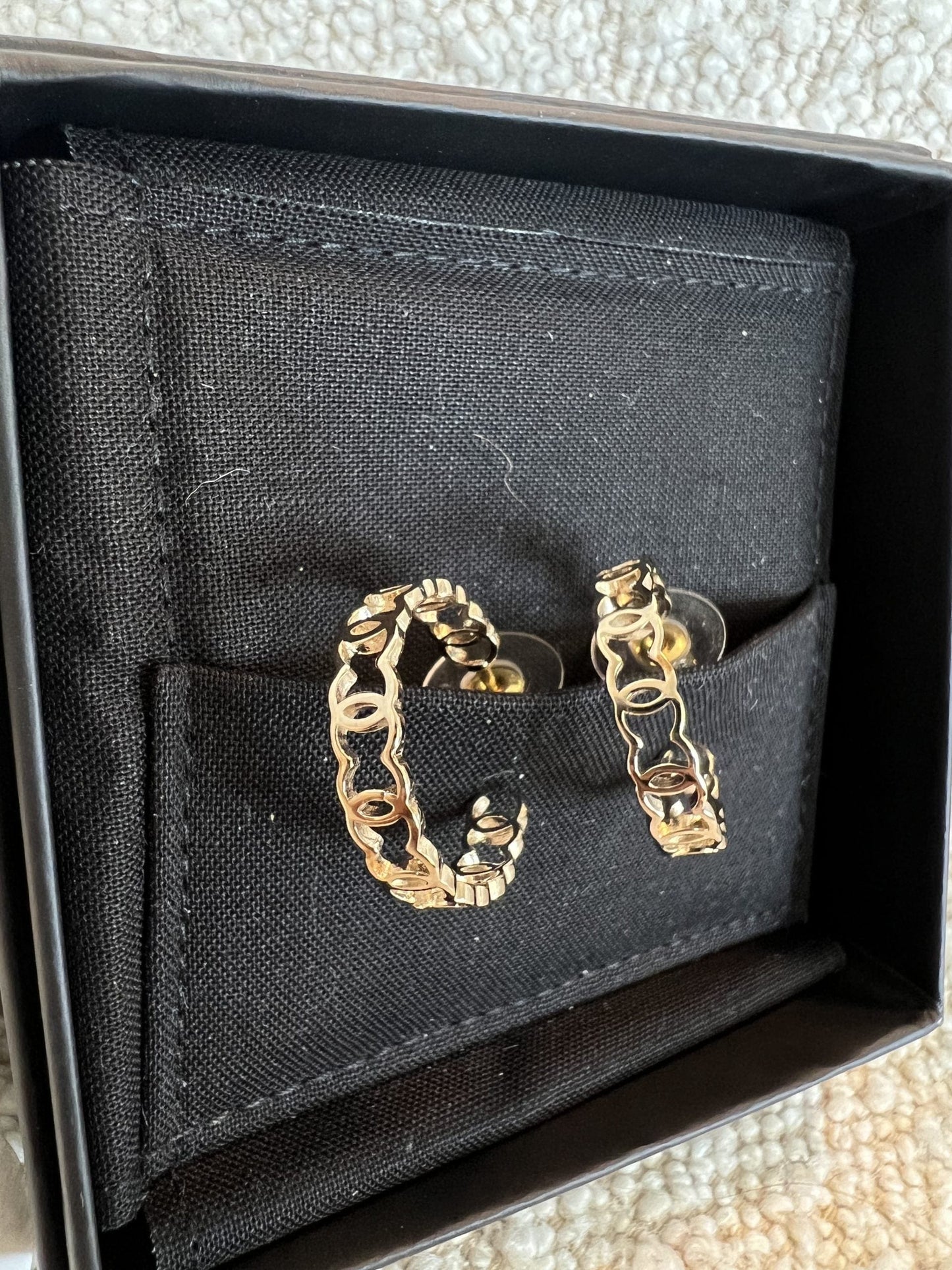 21A CC Dangle Hoops Earrings Gold