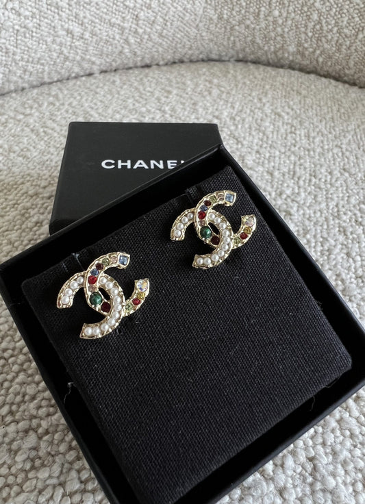 Chanel CC Multicolor/Pearly Earrings