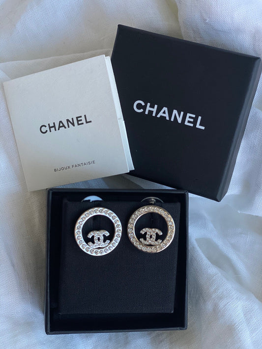 Chanel Crystal & Silver Earrings