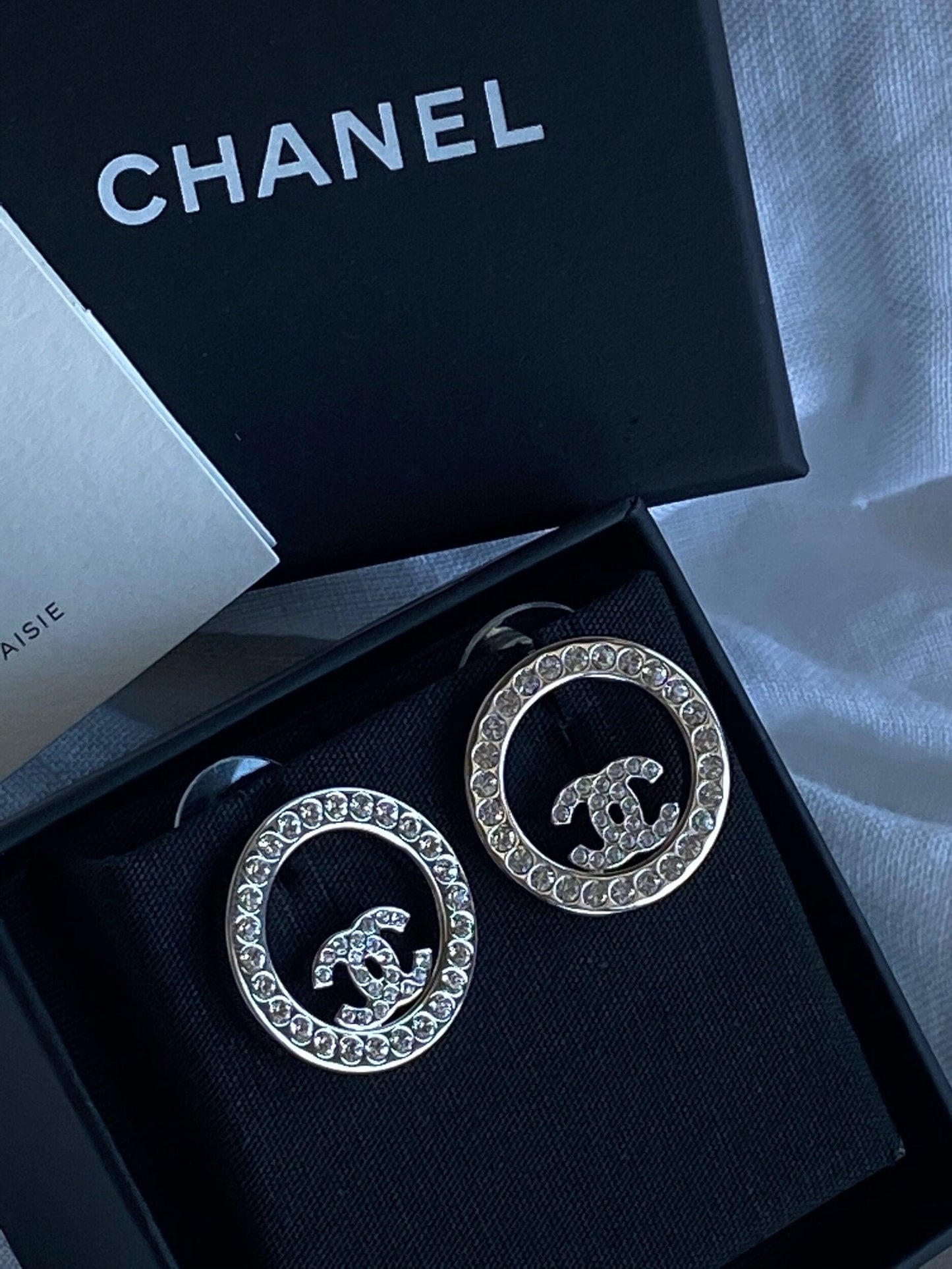 Chanel Crystal & Silver Earrings
