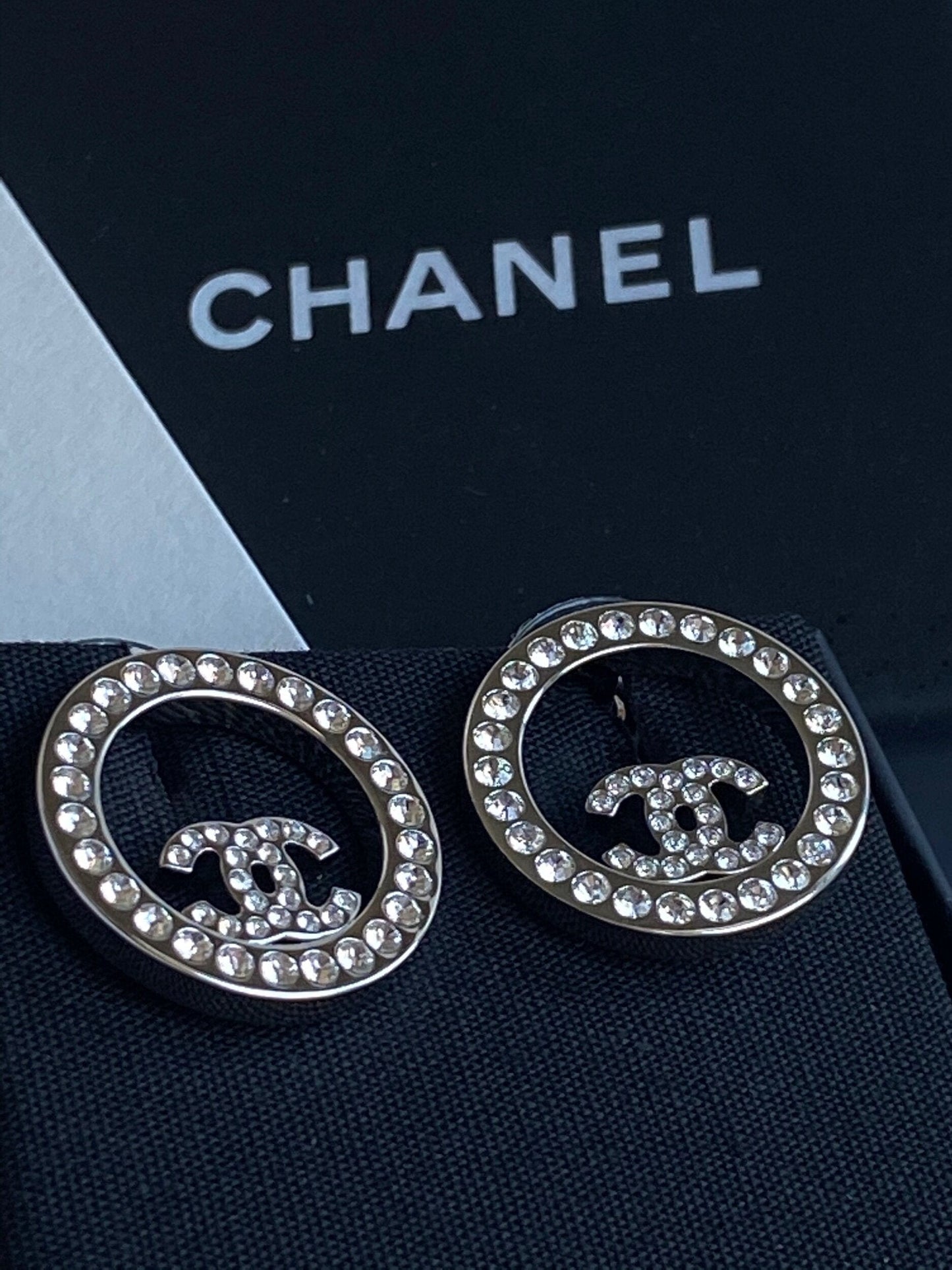 Chanel Crystal & Silver Earrings