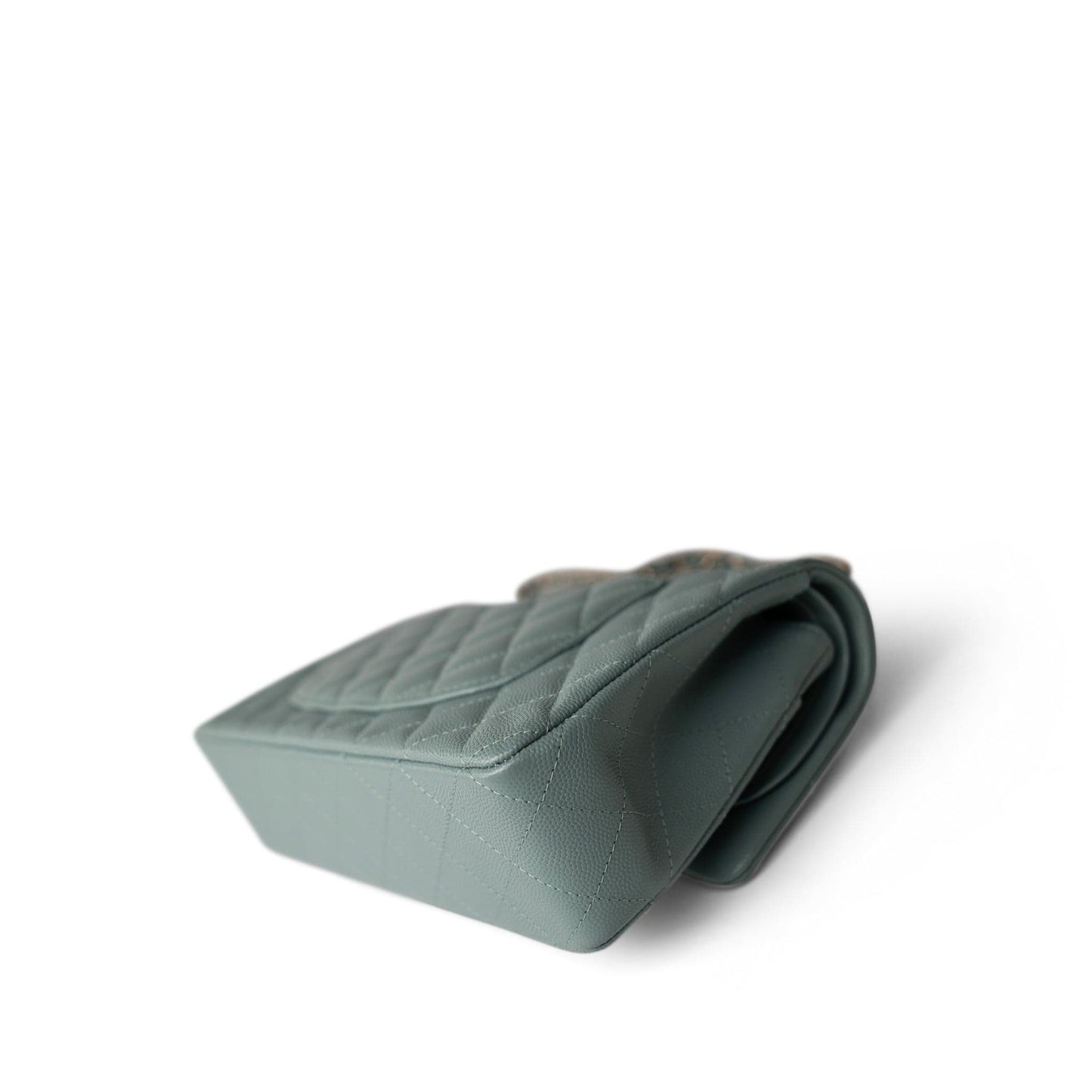 22C Dark Green Caviar Quilted Classic Flap Medium Light Gold Hardware