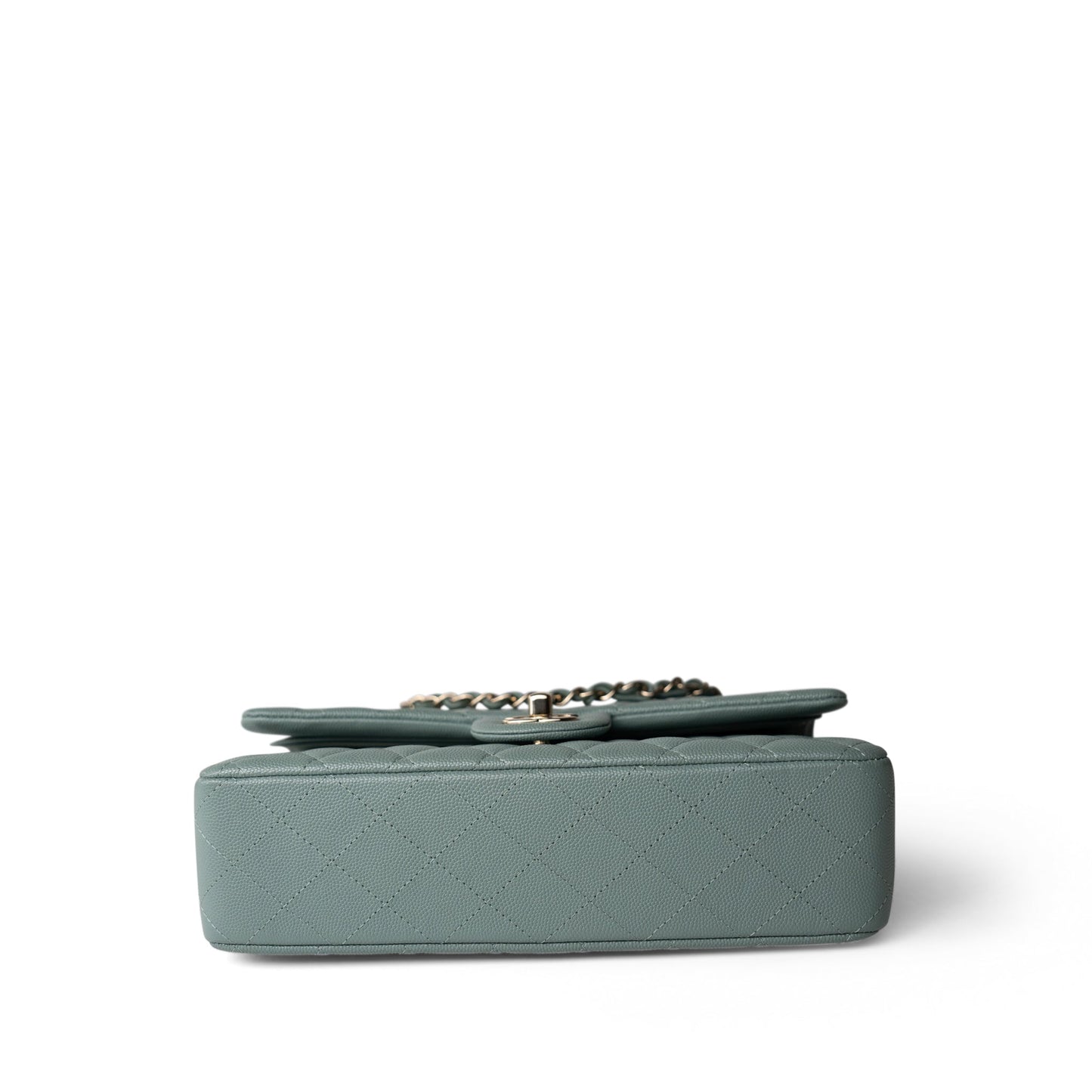 22C Dark Green Caviar Quilted Classic Flap Medium Light Gold Hardware